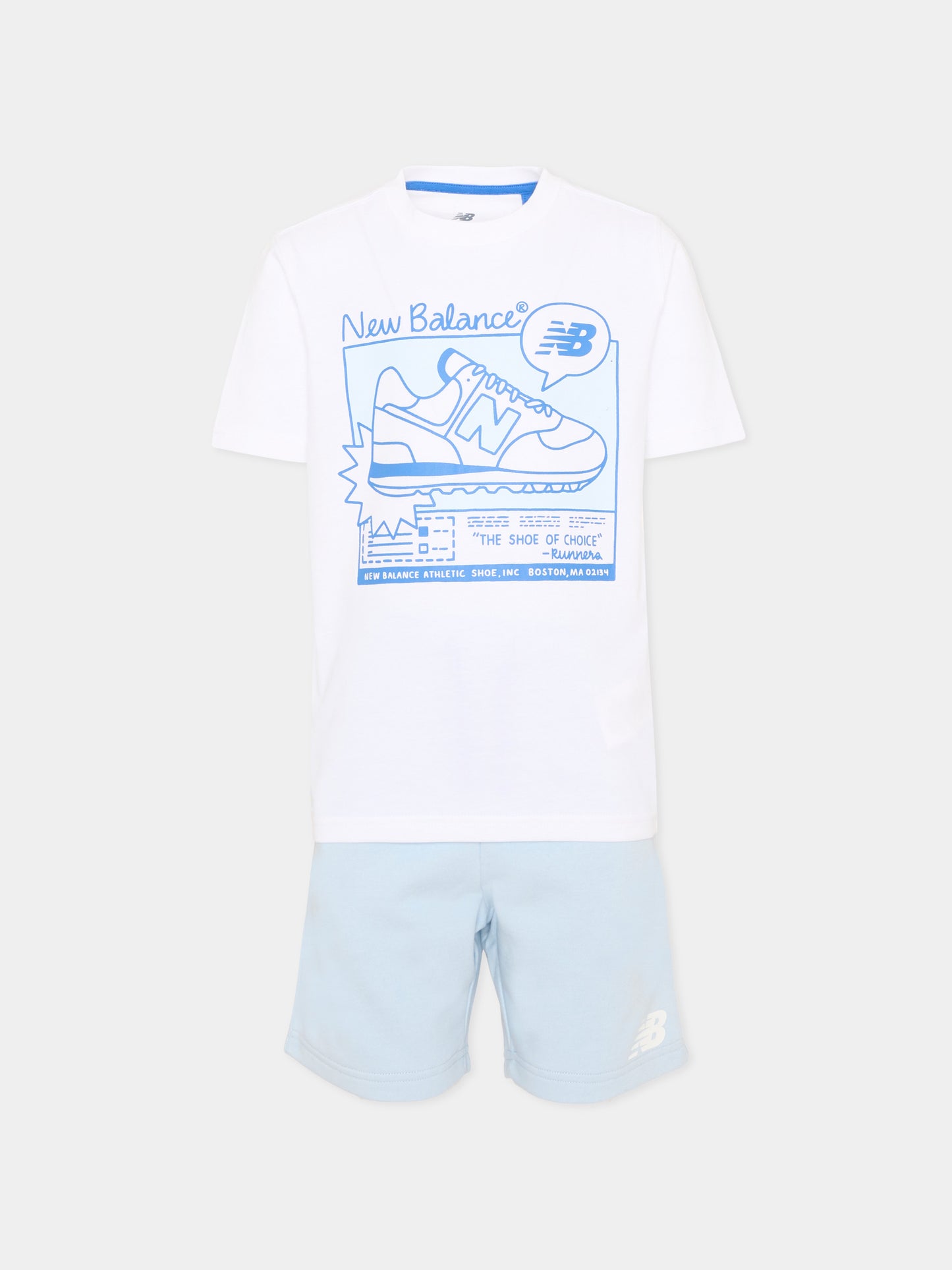 Completo sportivo azzurro per bambino con logo,New Balance,YS61L3XB BWE