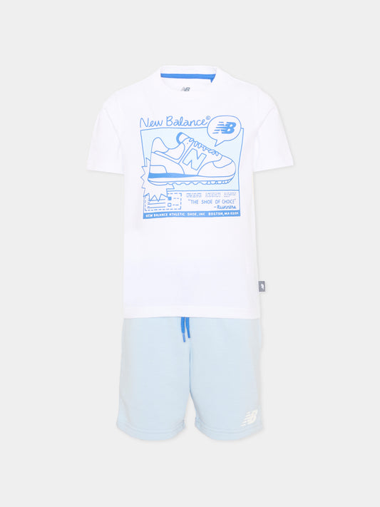 Completo sportivo azzurro per bambino con logo,New Balance,YS61R5NN BWE