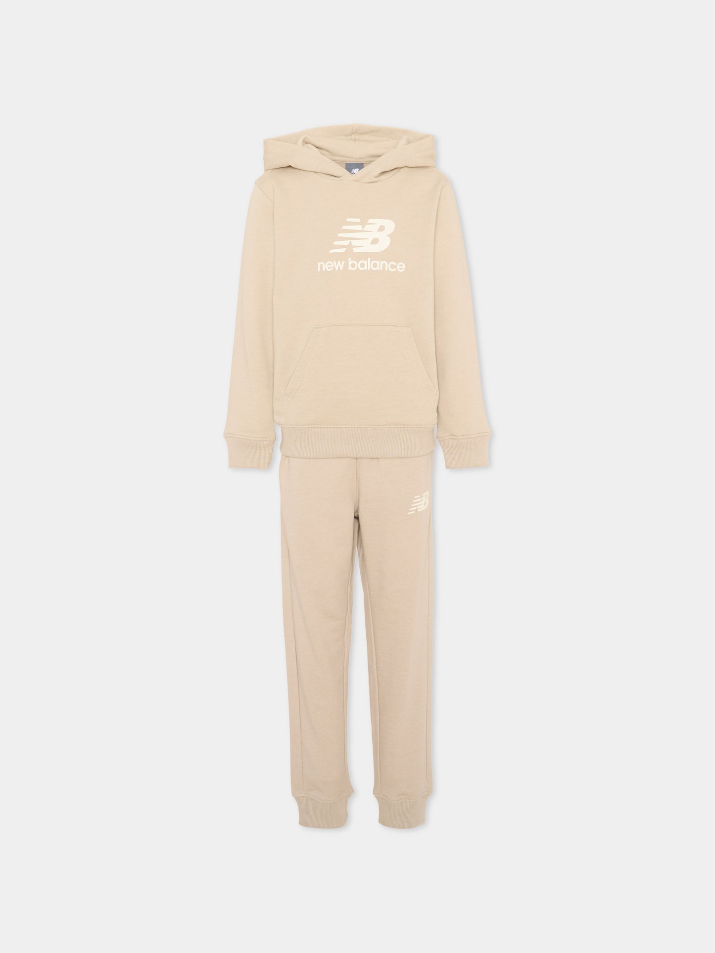 Completo sportivo beige per bambini con logo,New Balance,LAKB0322 TWF