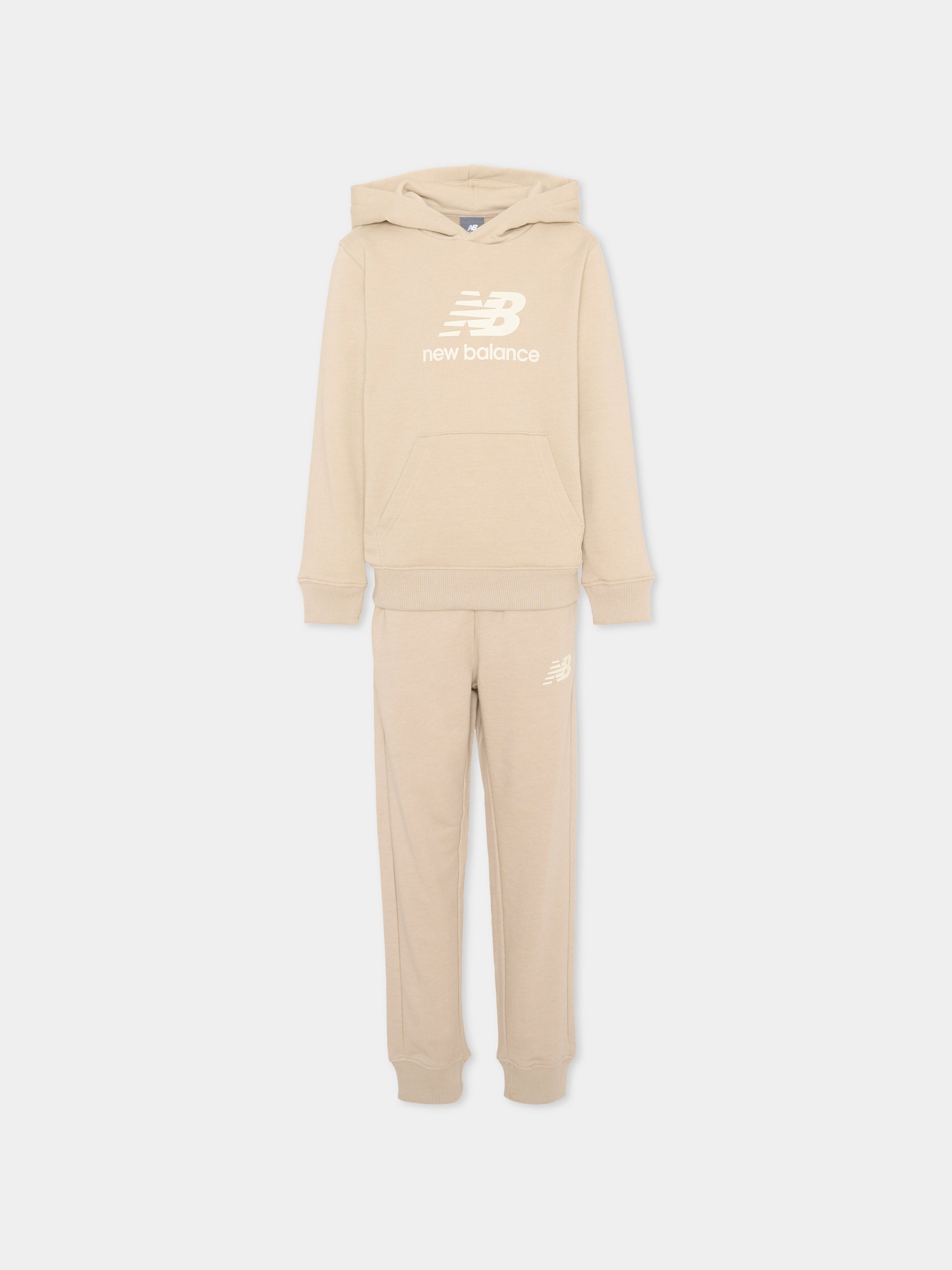 Completo sportivo beige per bambini con logo,New Balance,LAKB0322 TWF