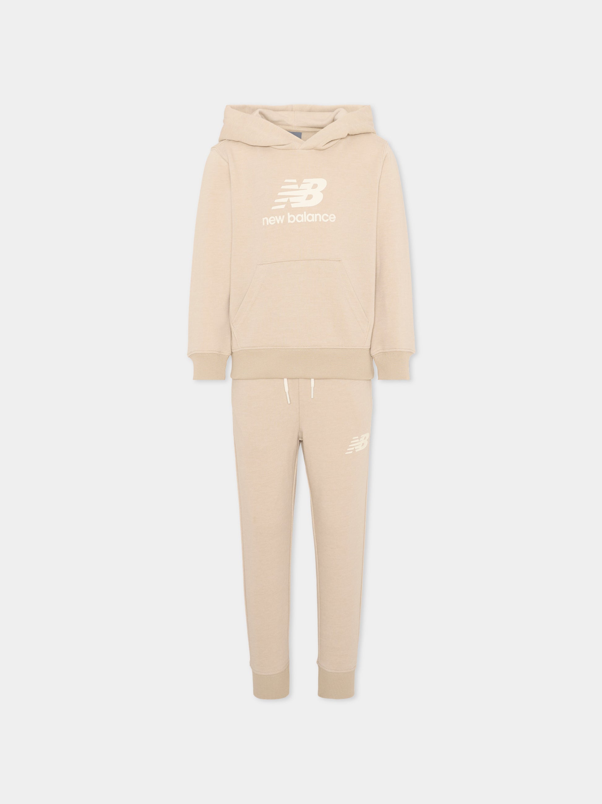 Completo sportivo beige per bambini con logo,New Balance,YS61E5FQ TWF