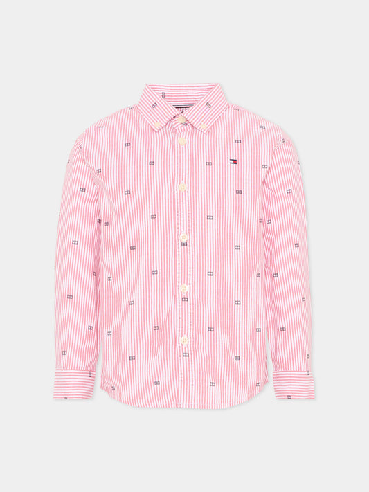 Camicia rossa a righe per bambino,Tommy Hilfiger Junior,KB0KB10204 XL8