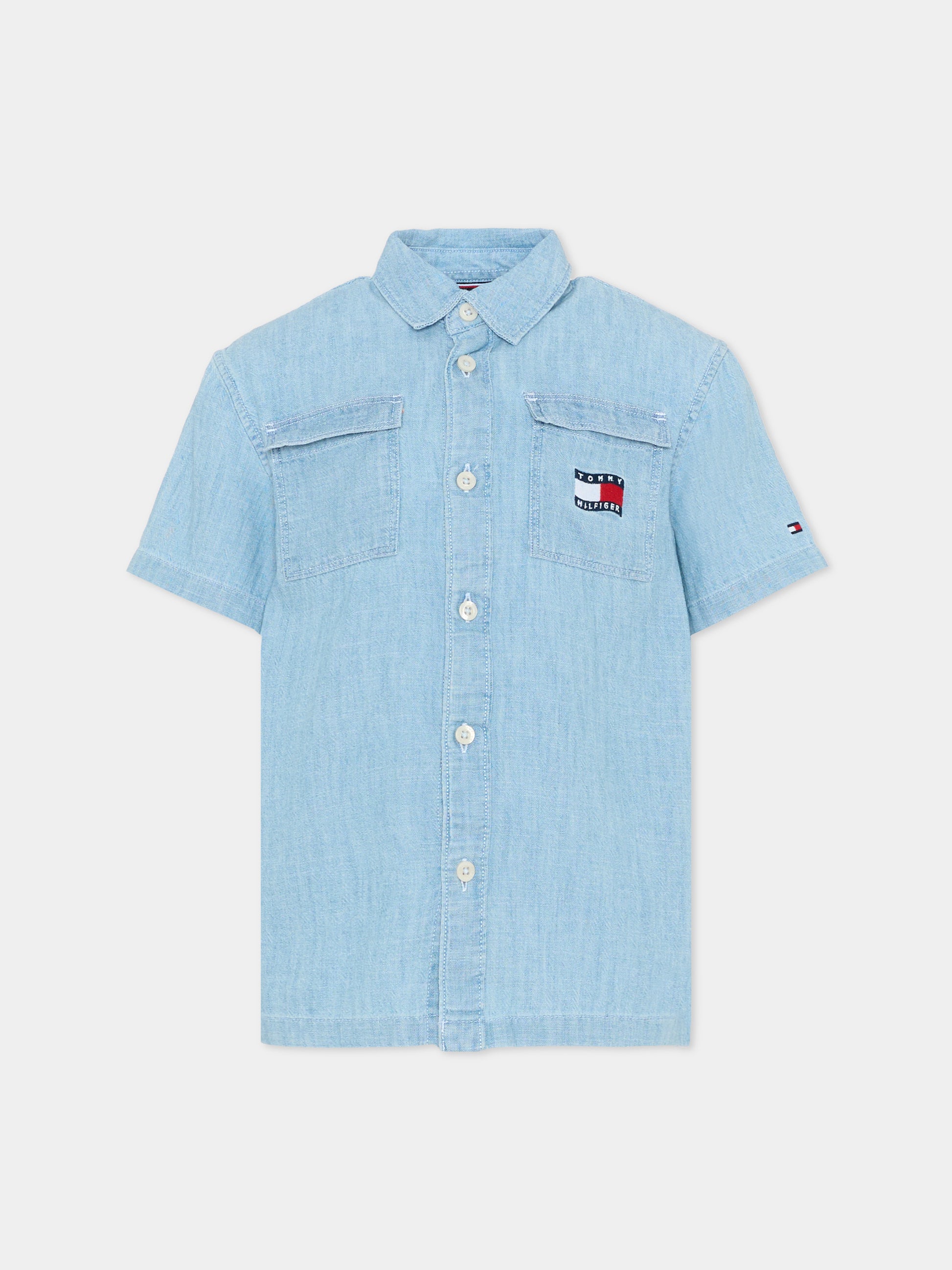 Camicia denim per bambino con logo,Tommy Hilfiger Junior,KB0KB10206 1A4