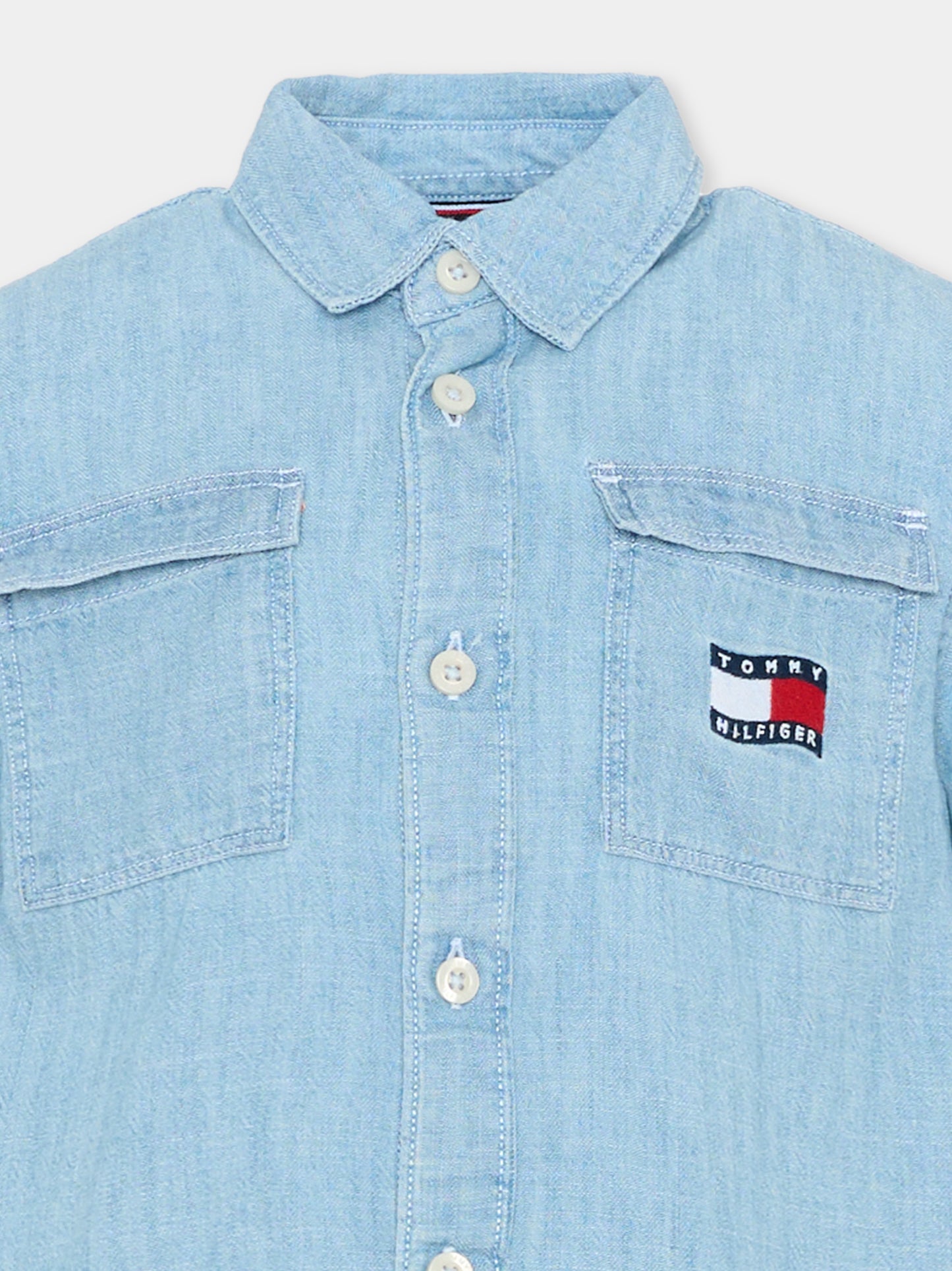 Camicia denim per bambino con logo,Tommy Hilfiger Junior,KB0KB10206 1A4