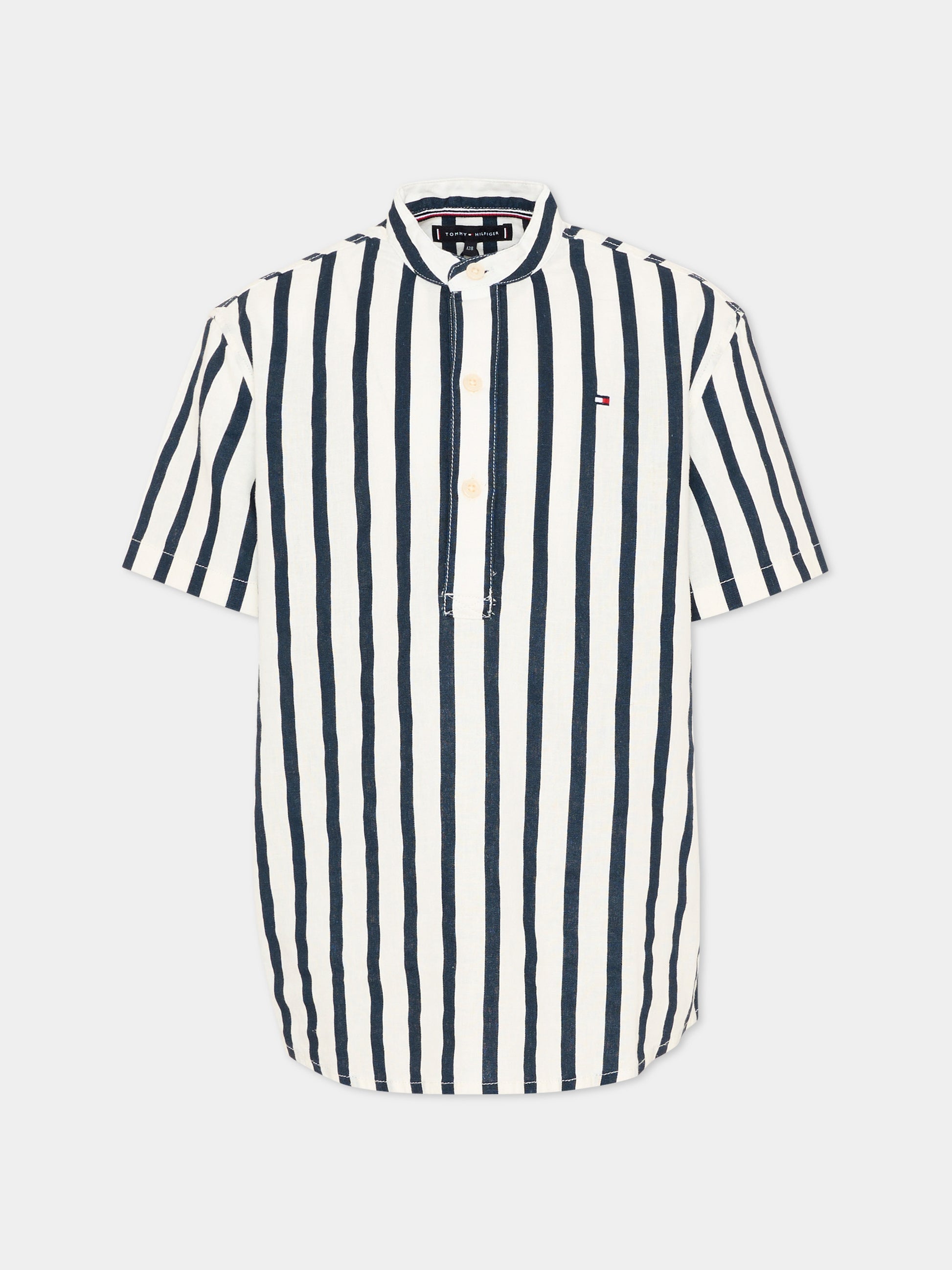 Camicia blu a righe per bambino,Tommy Hilfiger Junior,KB0KB10209 C1G