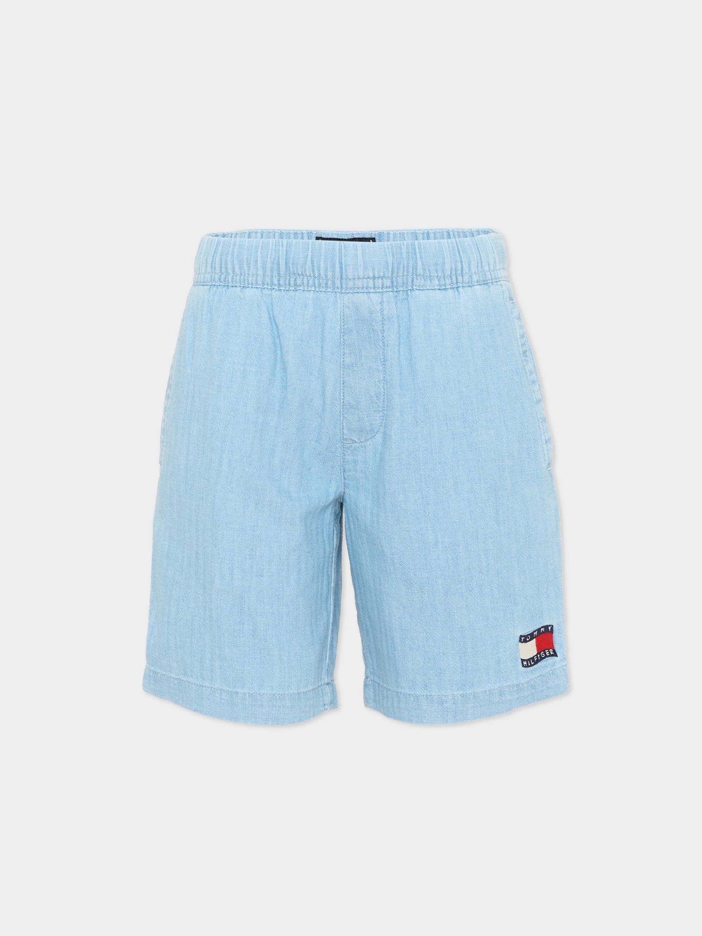 Shorts denim per bambino con logo,Tommy Hilfiger Junior,KB0KB10248 1A4