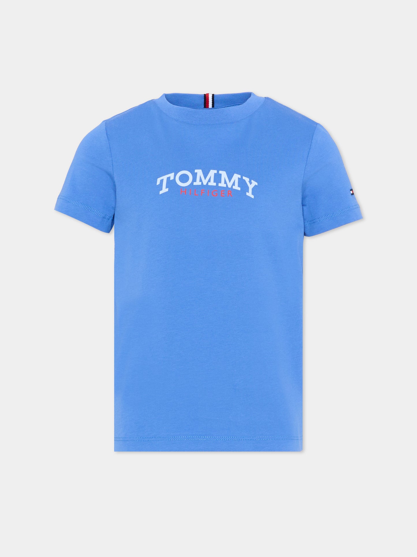 T-shirt blu per bambino con logo,Tommy Hilfiger Junior,KB0KB10263 C6H