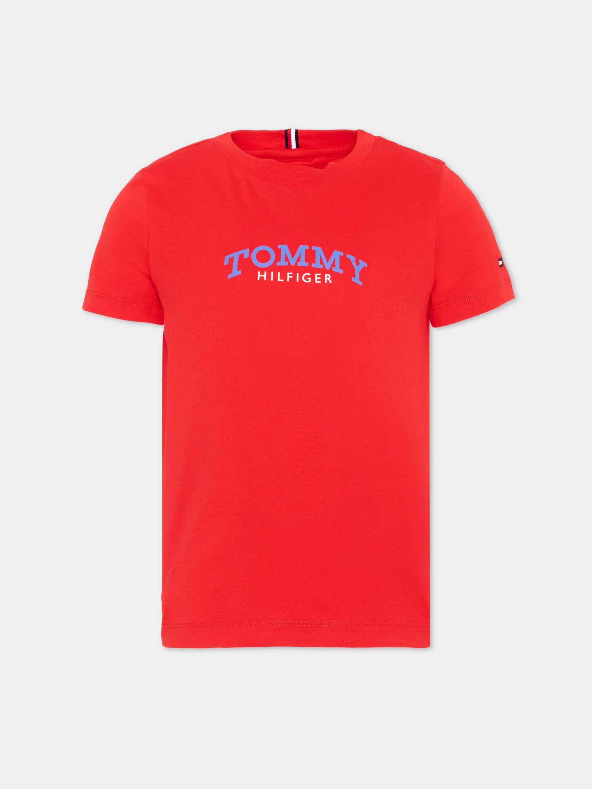 T-shirt rossa per bambini con logo,Tommy Hilfiger Junior,KB0KB10263 XL8