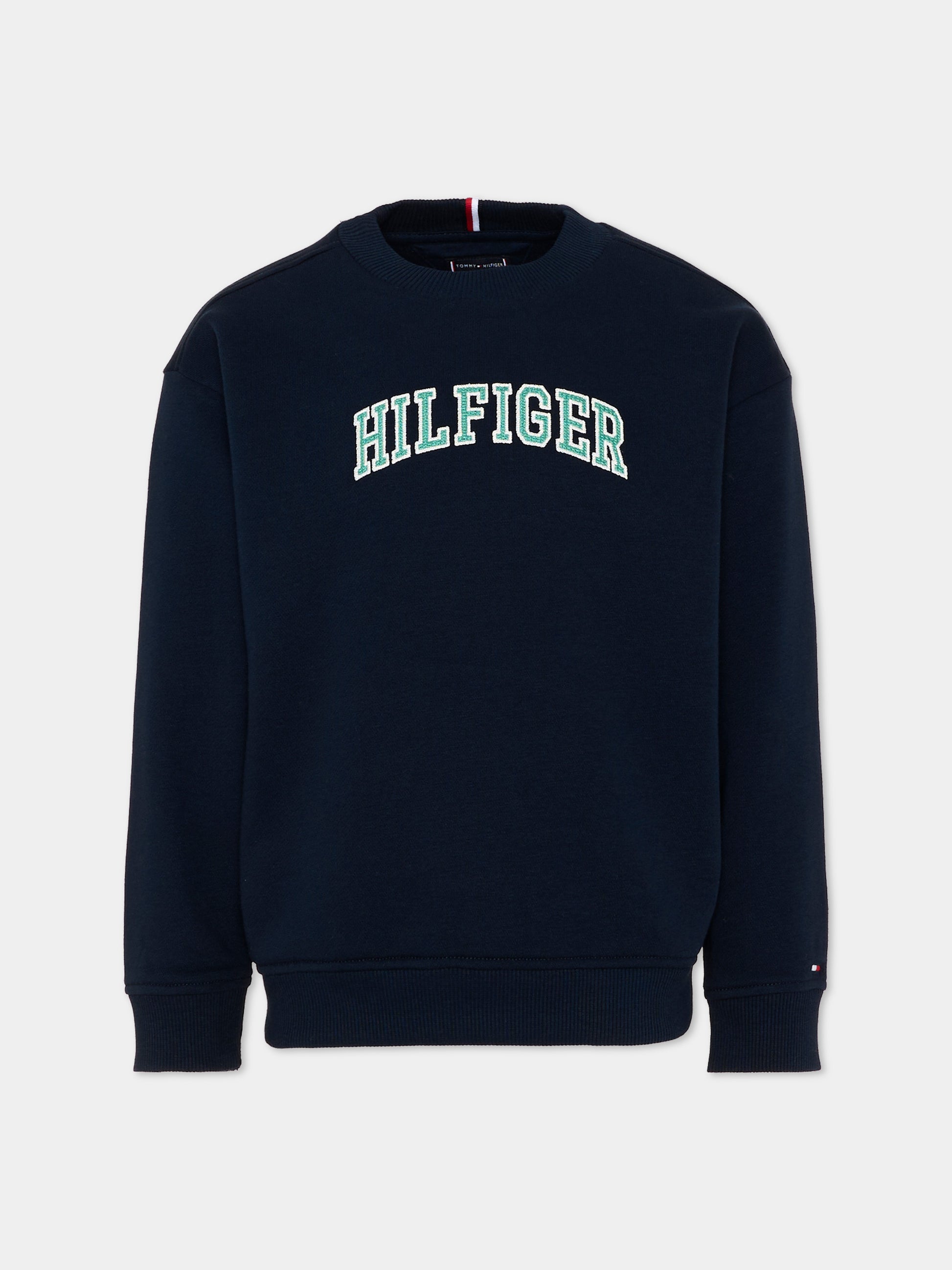 Felpa blu per bambino con logo,Tommy Hilfiger Junior,KB0KB10404 C1G