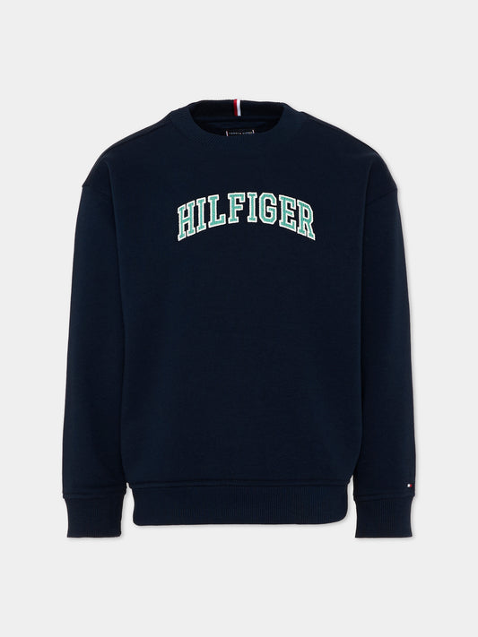 Felpa blu per bambino con logo,Tommy Hilfiger Junior,KB0KB10404 C1G