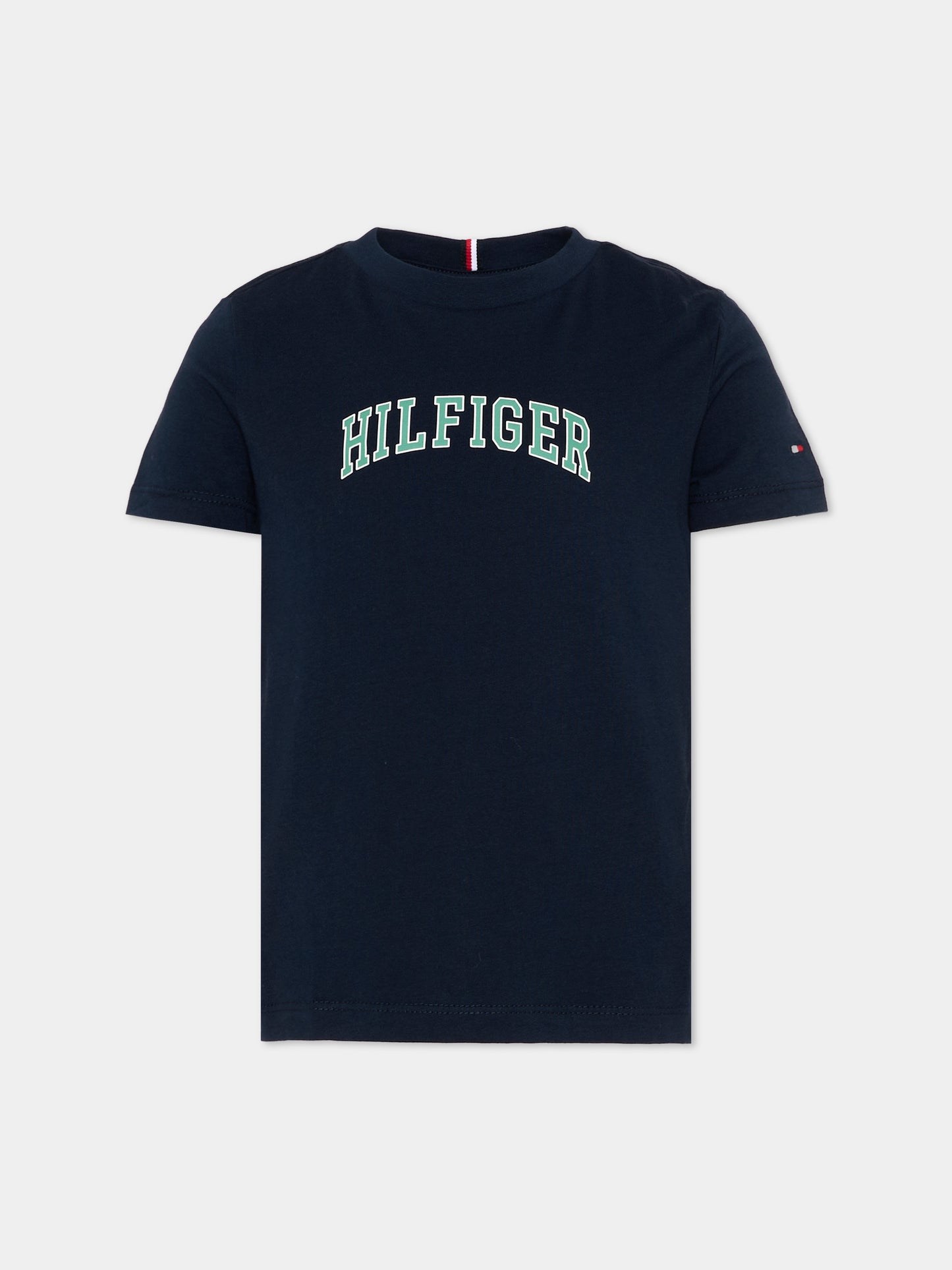 T-Shirt blu per bambino con logo,Tommy Hilfiger Junior,KB0KB10420 C1G