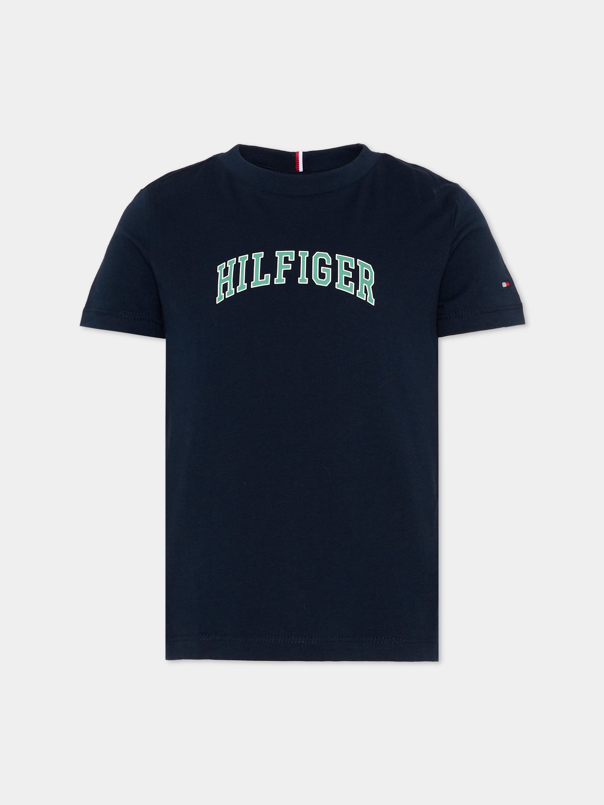 T-Shirt blu per bambino con logo,Tommy Hilfiger Junior,KB0KB10420 C1G
