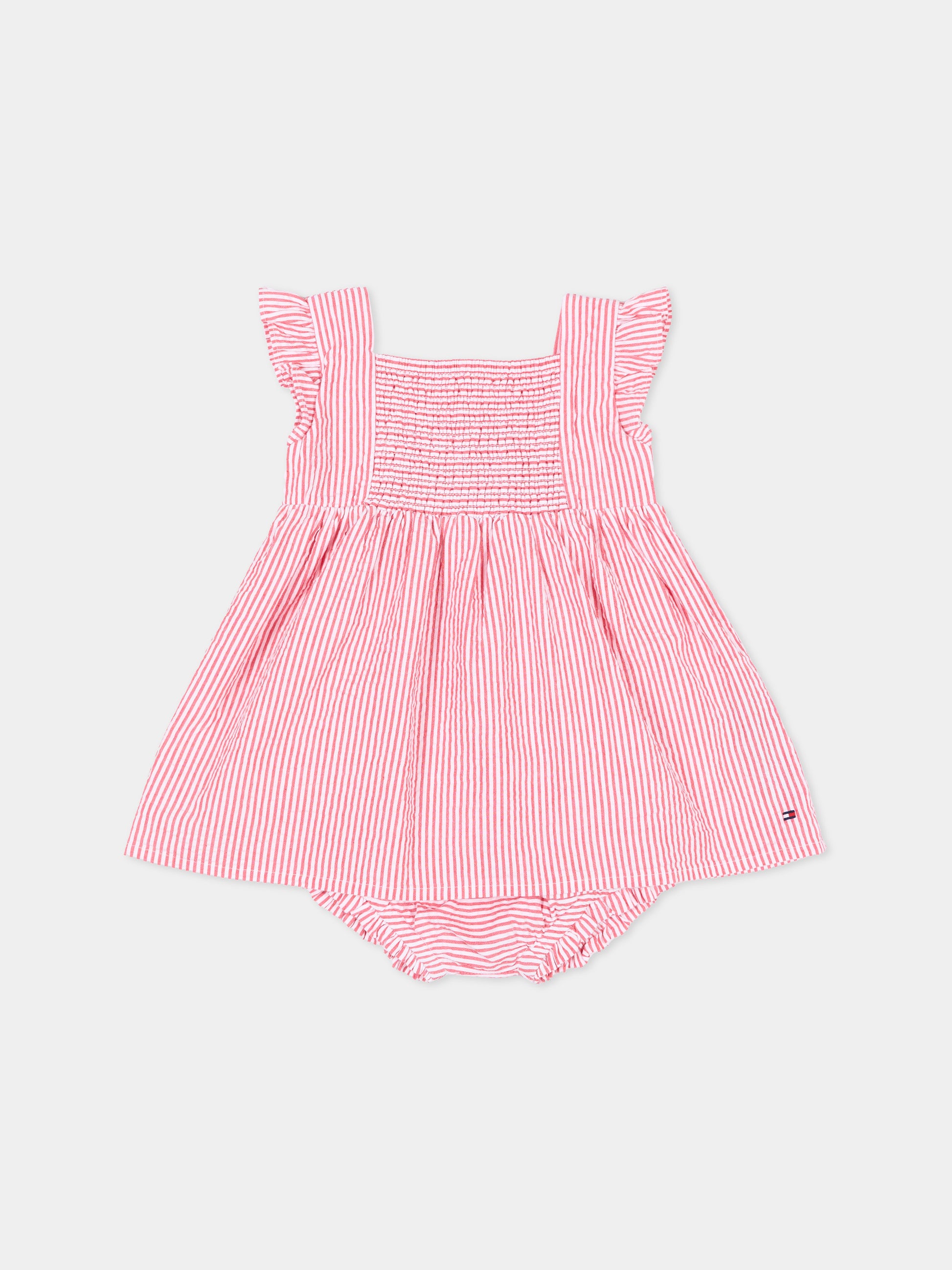 Vestito rosso per neonata a righe,Tommy Hilfiger Junior,KN0KN02370 XK3