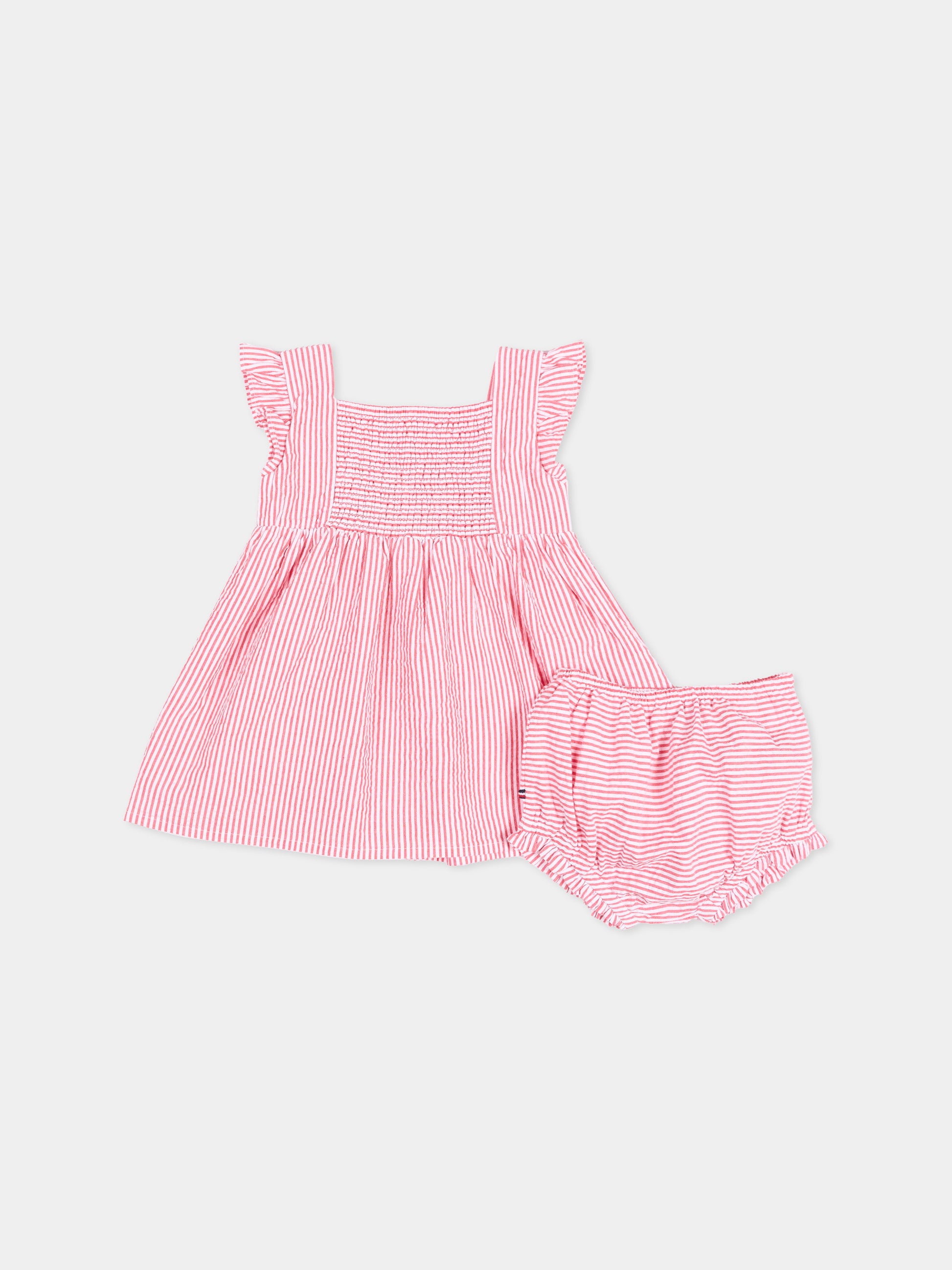Vestito rosso per neonata a righe,Tommy Hilfiger Junior,KN0KN02370 XK3