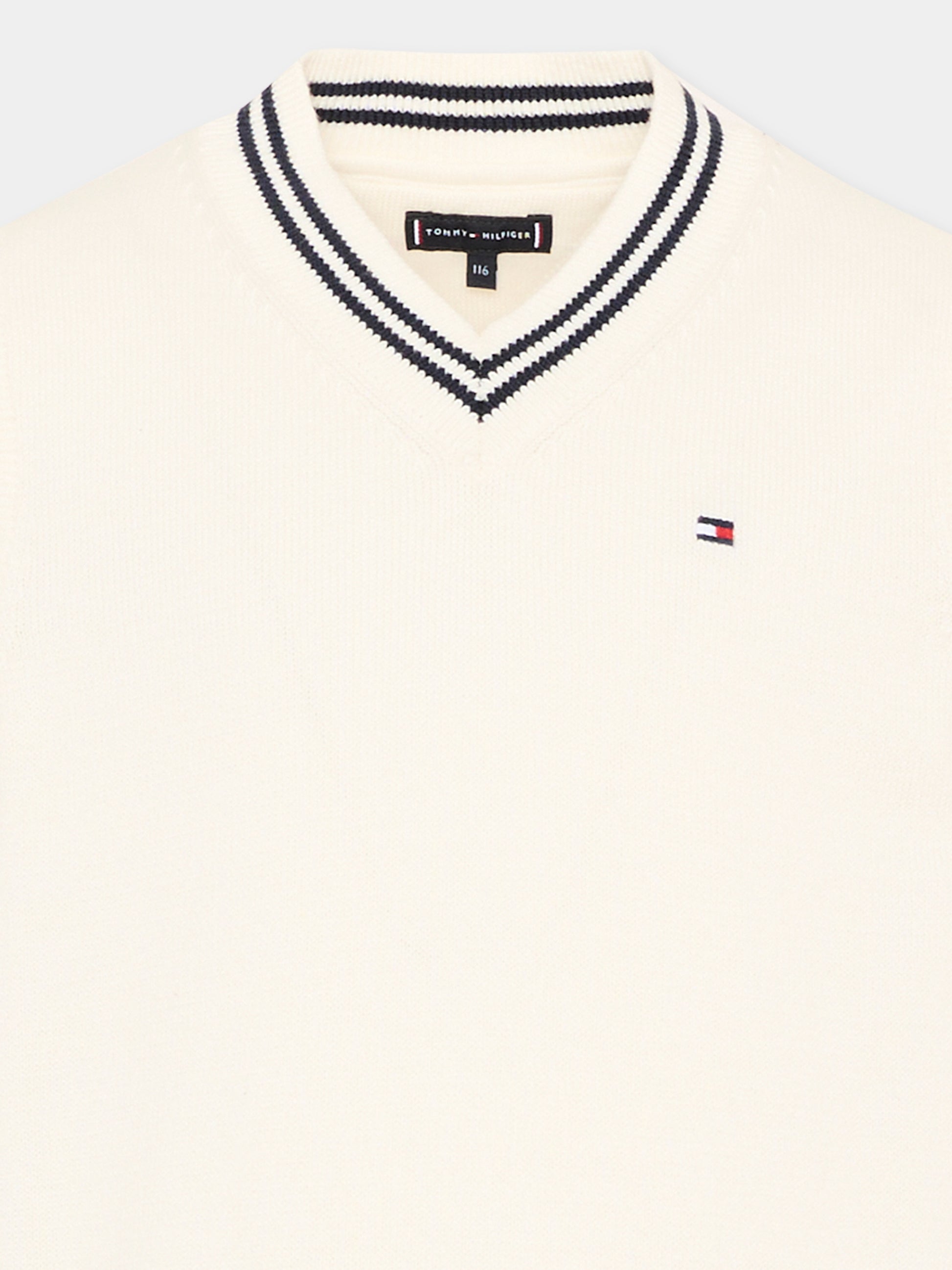 Maglia gilet avorio per bambino,Tommy Hilfiger Junior,KB0KB10426 YA8