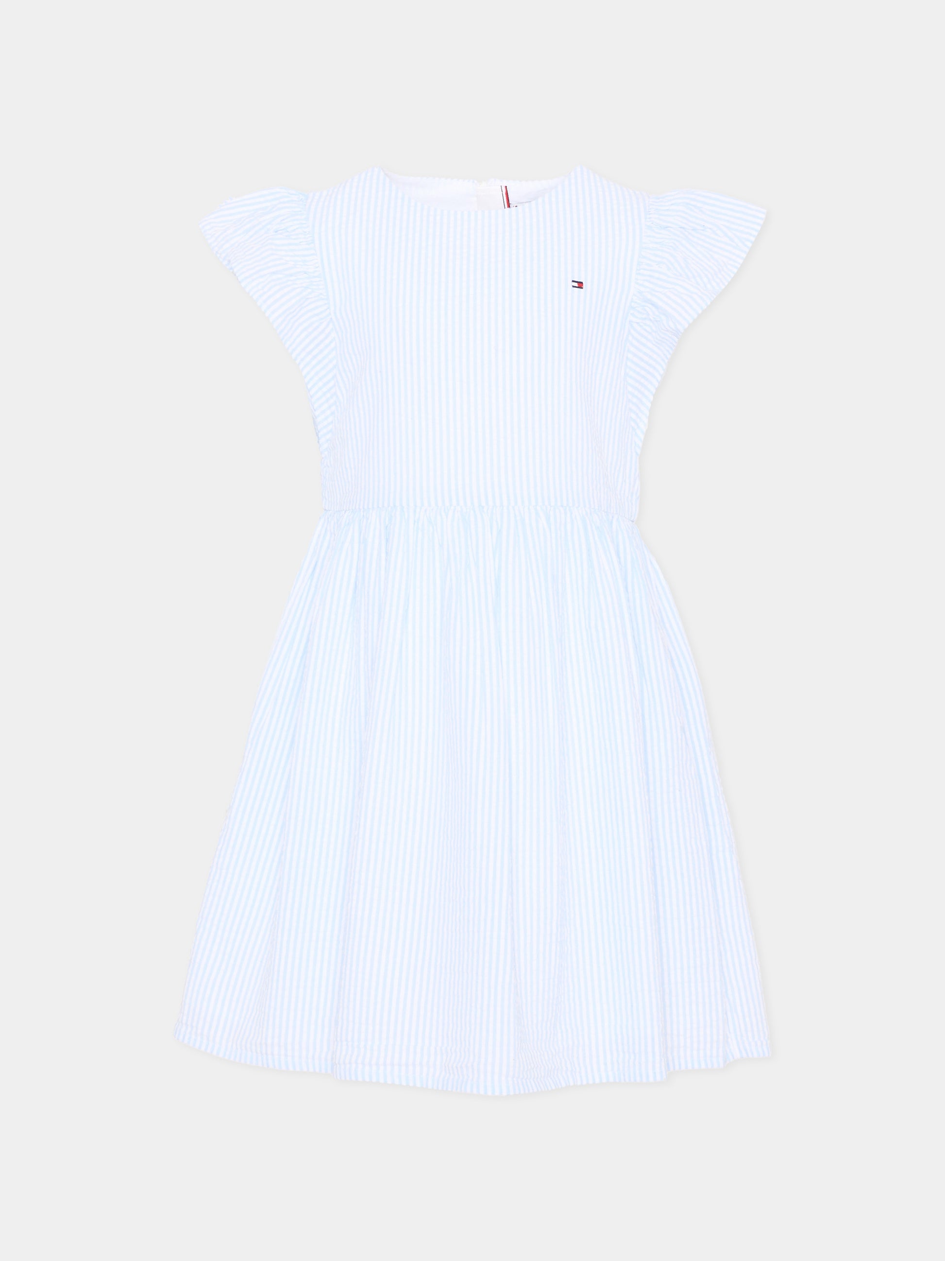 Vestito azzurro a righe per bambina,Tommy Hilfiger Junior,KG0KG09165 C3Q