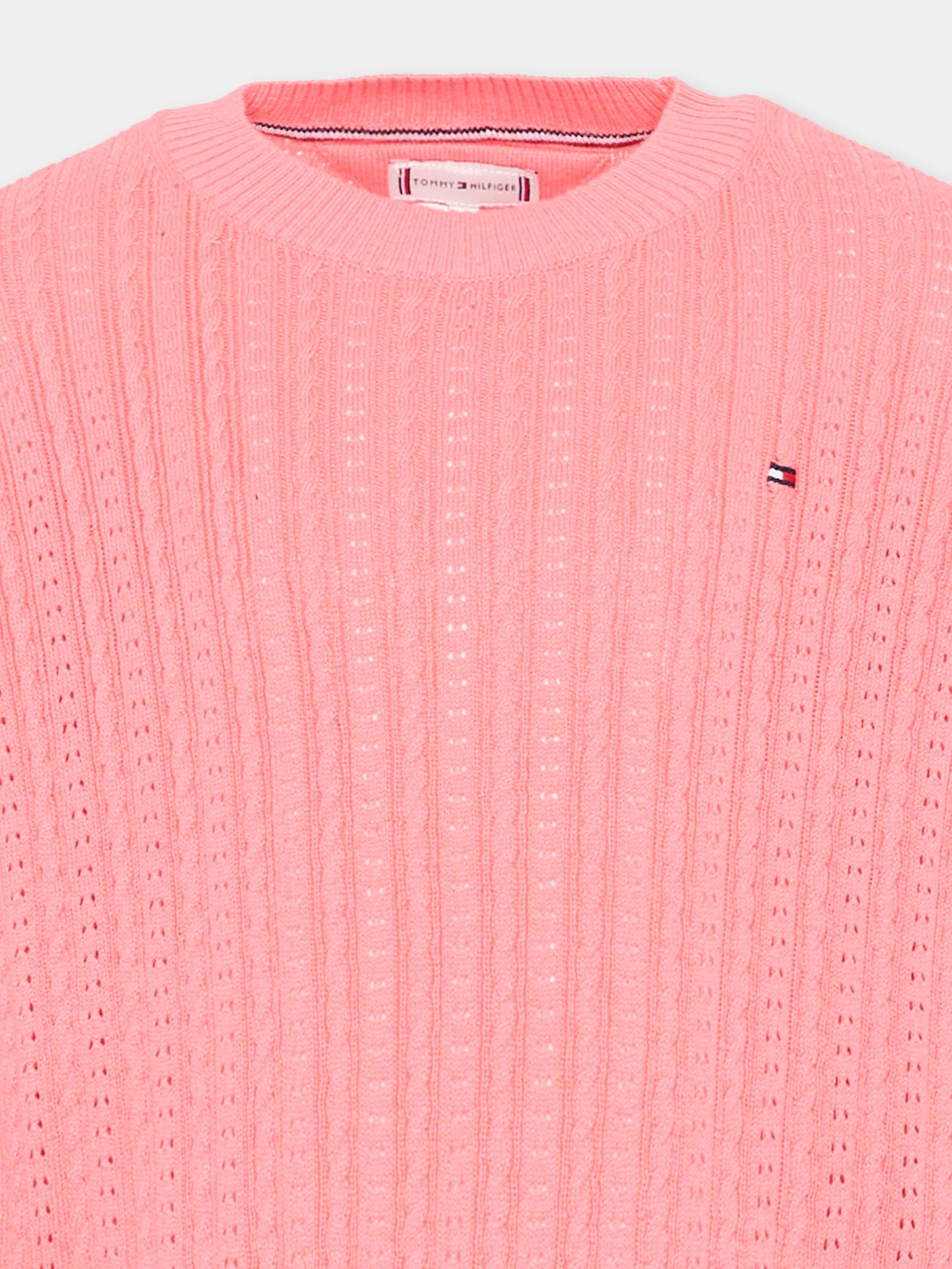 Maglione rosa per bambina con logo,Tommy Hilfiger Junior,KG0KG09223 TIE