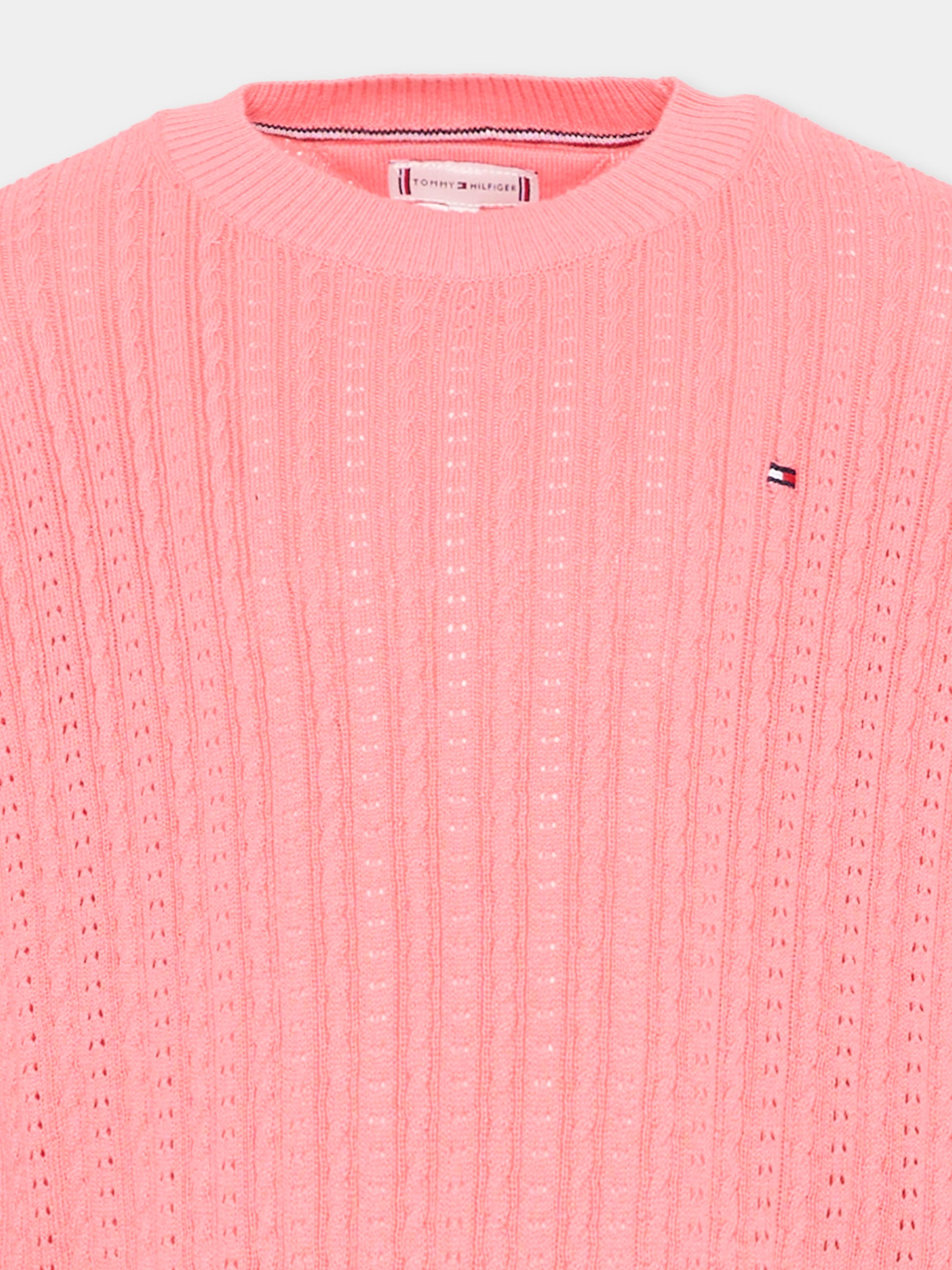 Maglione rosa per bambina con logo,Tommy Hilfiger Junior,KG0KG09223 TIE