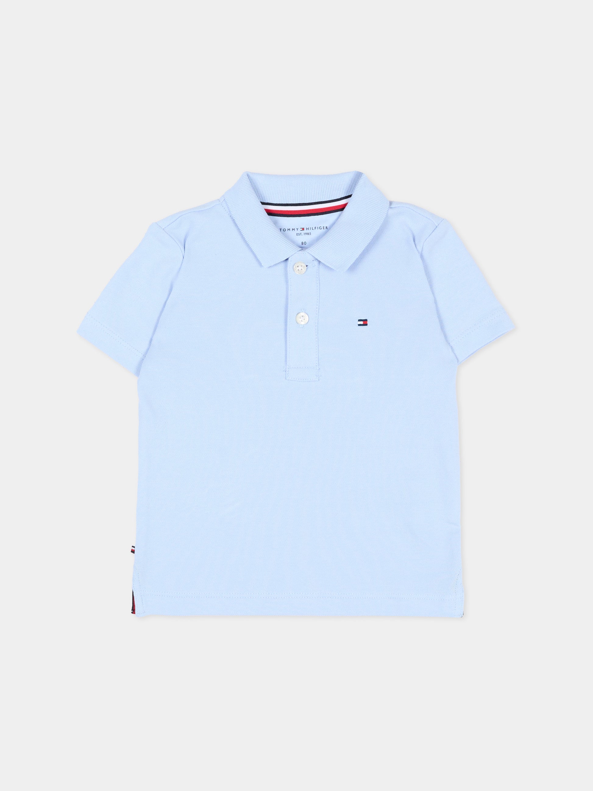 Polo azzurra per neonato con logo,Tommy Hilfiger Junior,KN0KN02352 C3Q