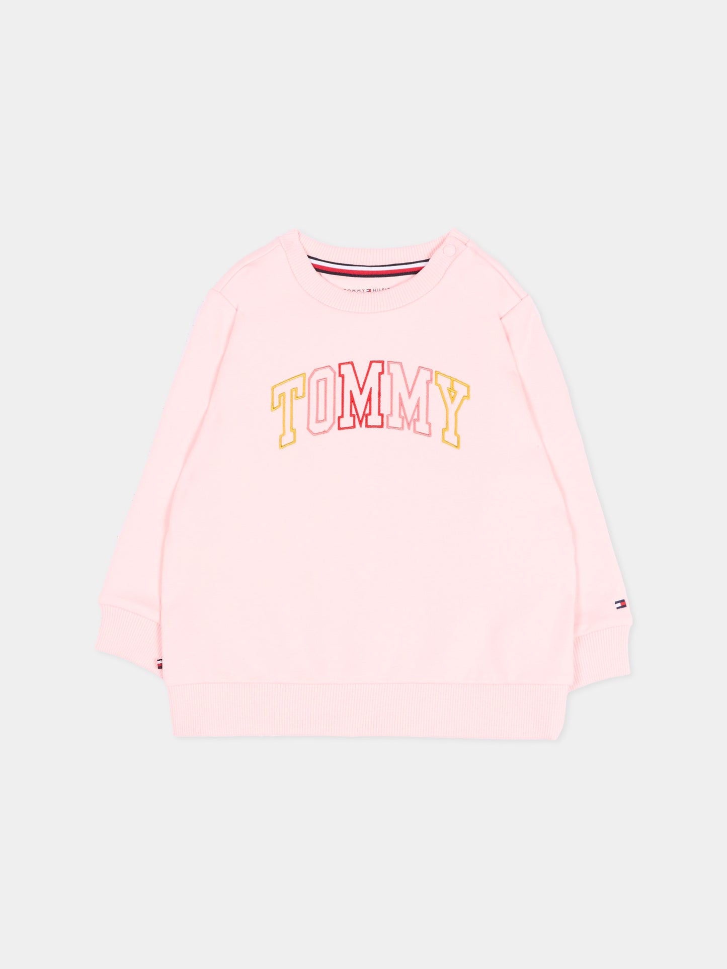 Felpa rosa per neonata con logo,Tommy Hilfiger Junior,KN0KN02394 TH3