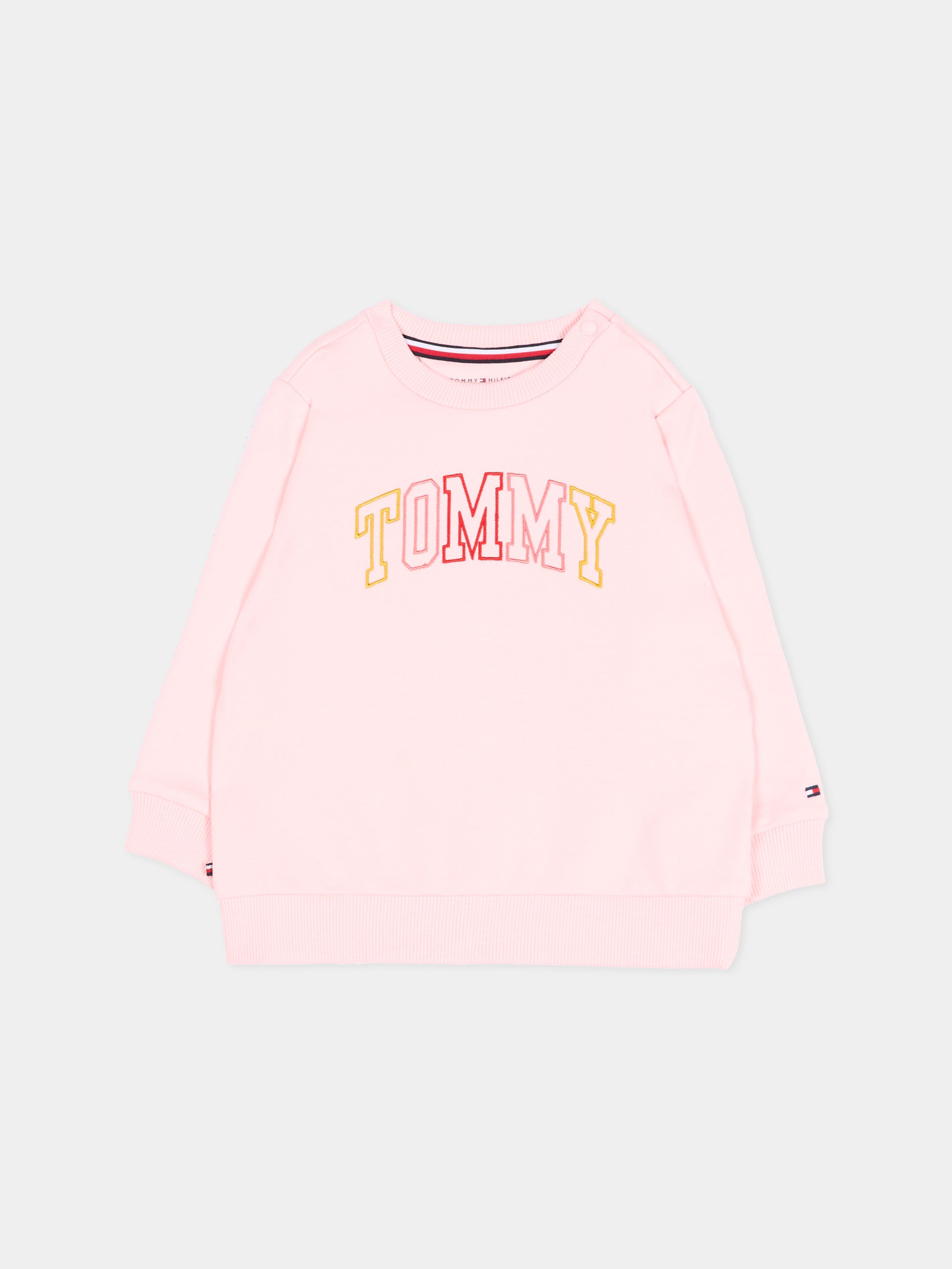 Felpa rosa per neonata con logo,Tommy Hilfiger Junior,KN0KN02394 TH3