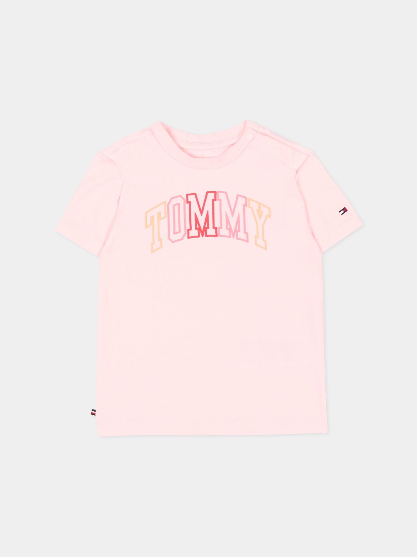 T-Shirt rosa per neonata con logo,Tommy Hilfiger Junior,KN0KN02354 TH3