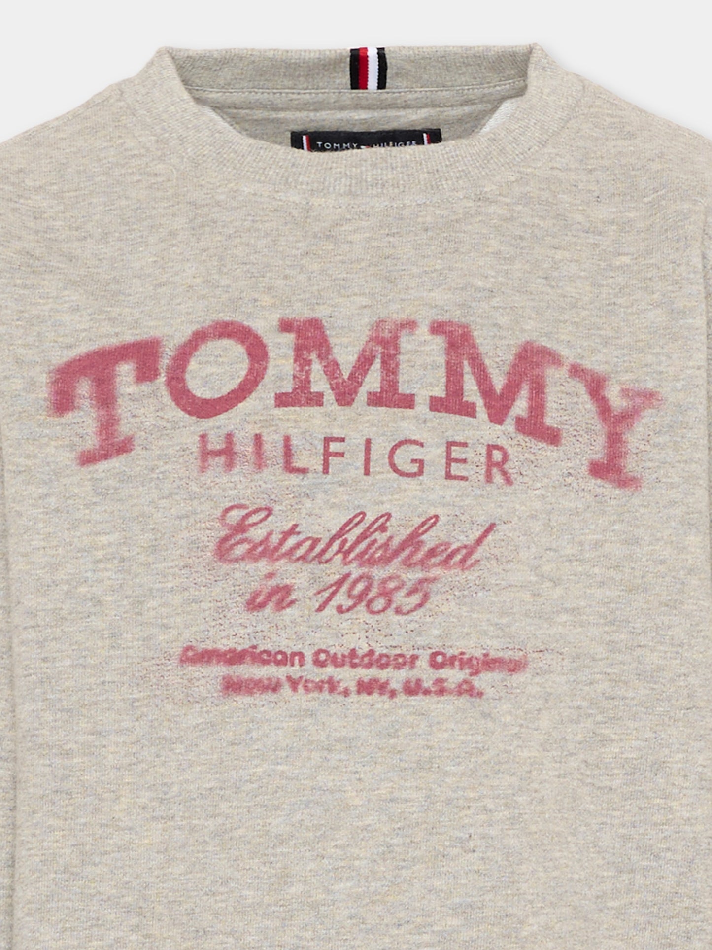 Felpa grigia per bambino con logo,Tommy Hilfiger Junior,KB0KB10337 A1G