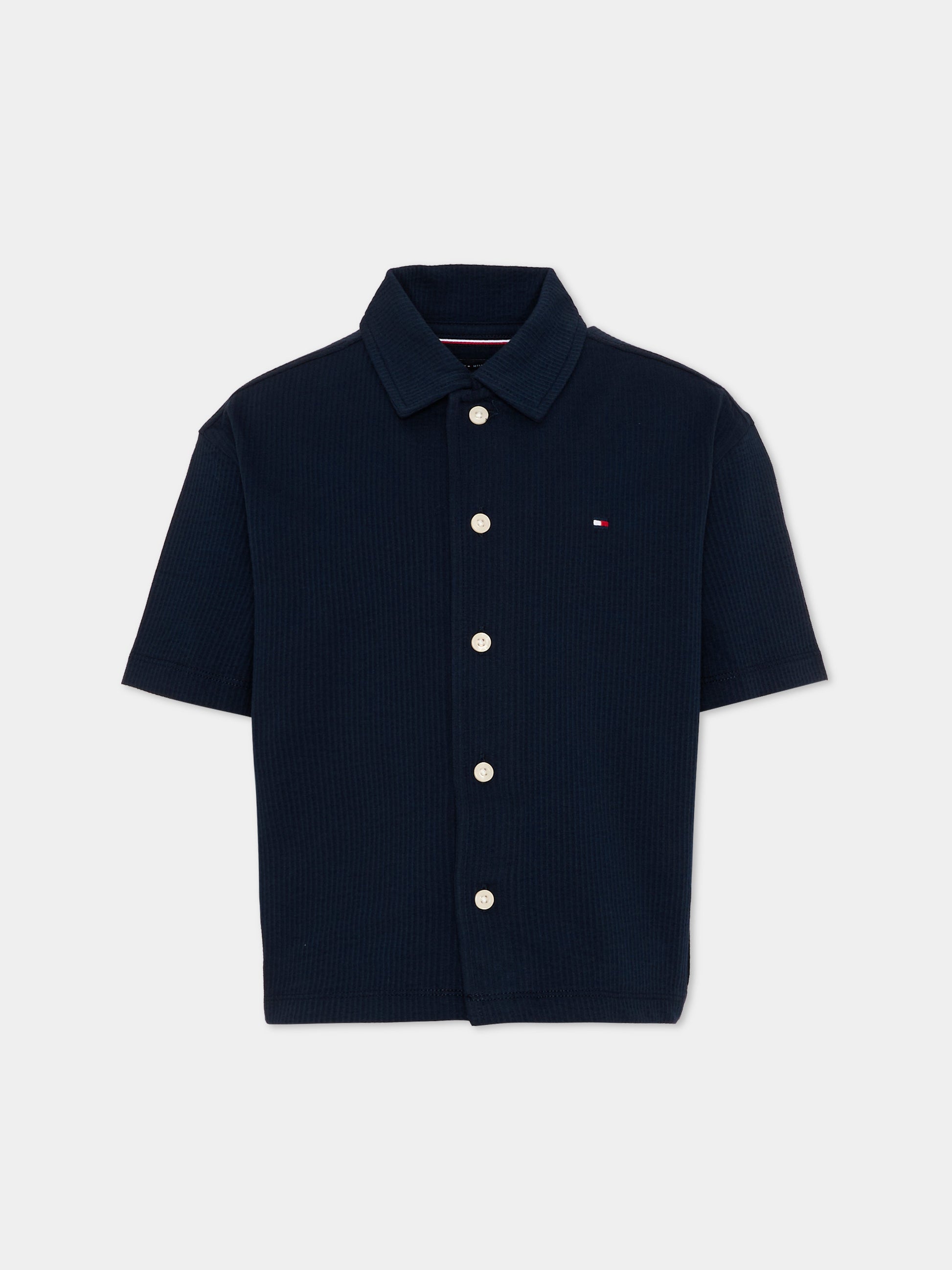 Camicia blu per bambino con logo,Tommy Hilfiger Junior,KB0KB10408 C1G
