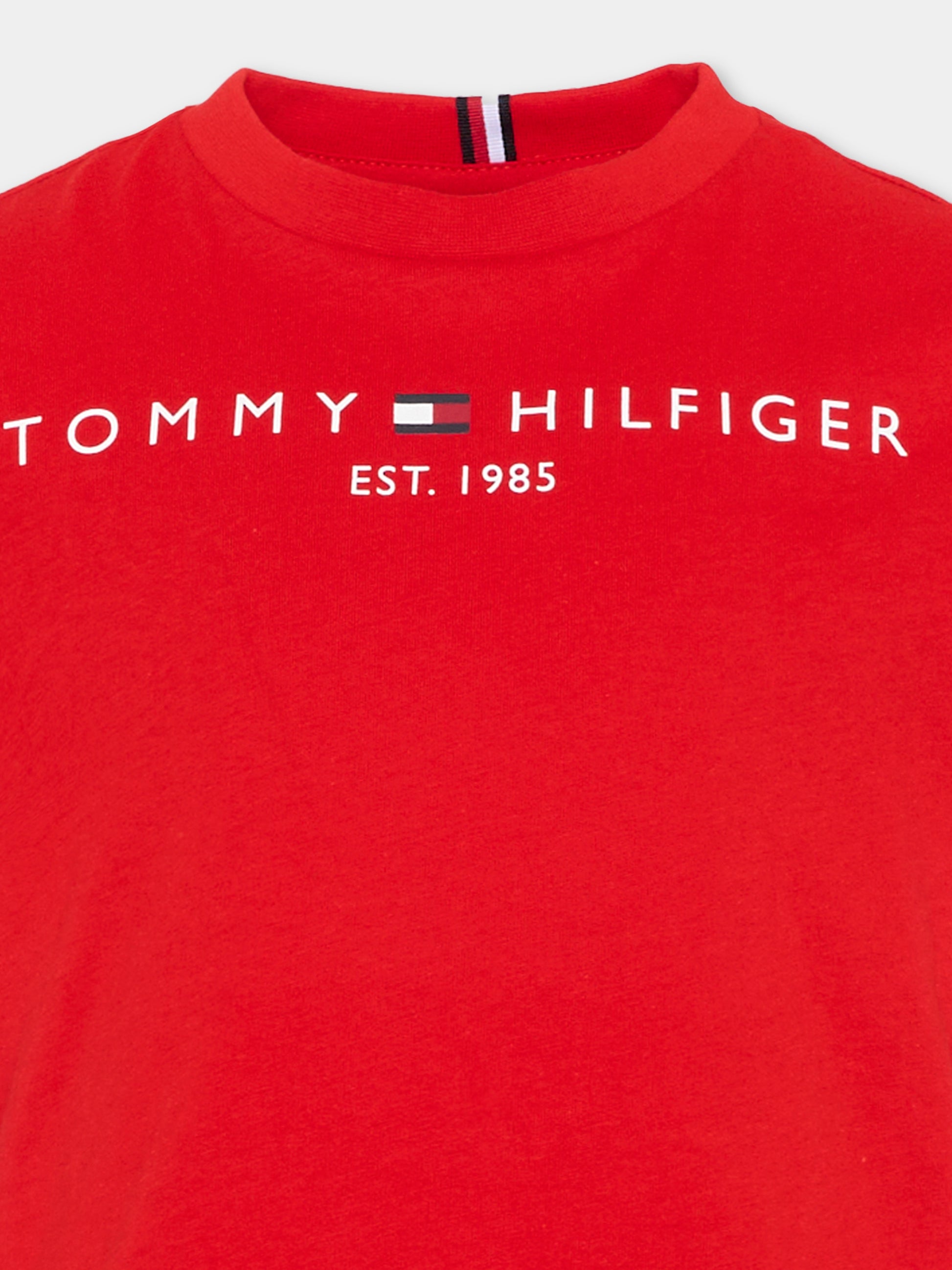 T-Shirt rossa per bambini con logo,Tommy Hilfiger Junior,KS0KS00210 XNL
