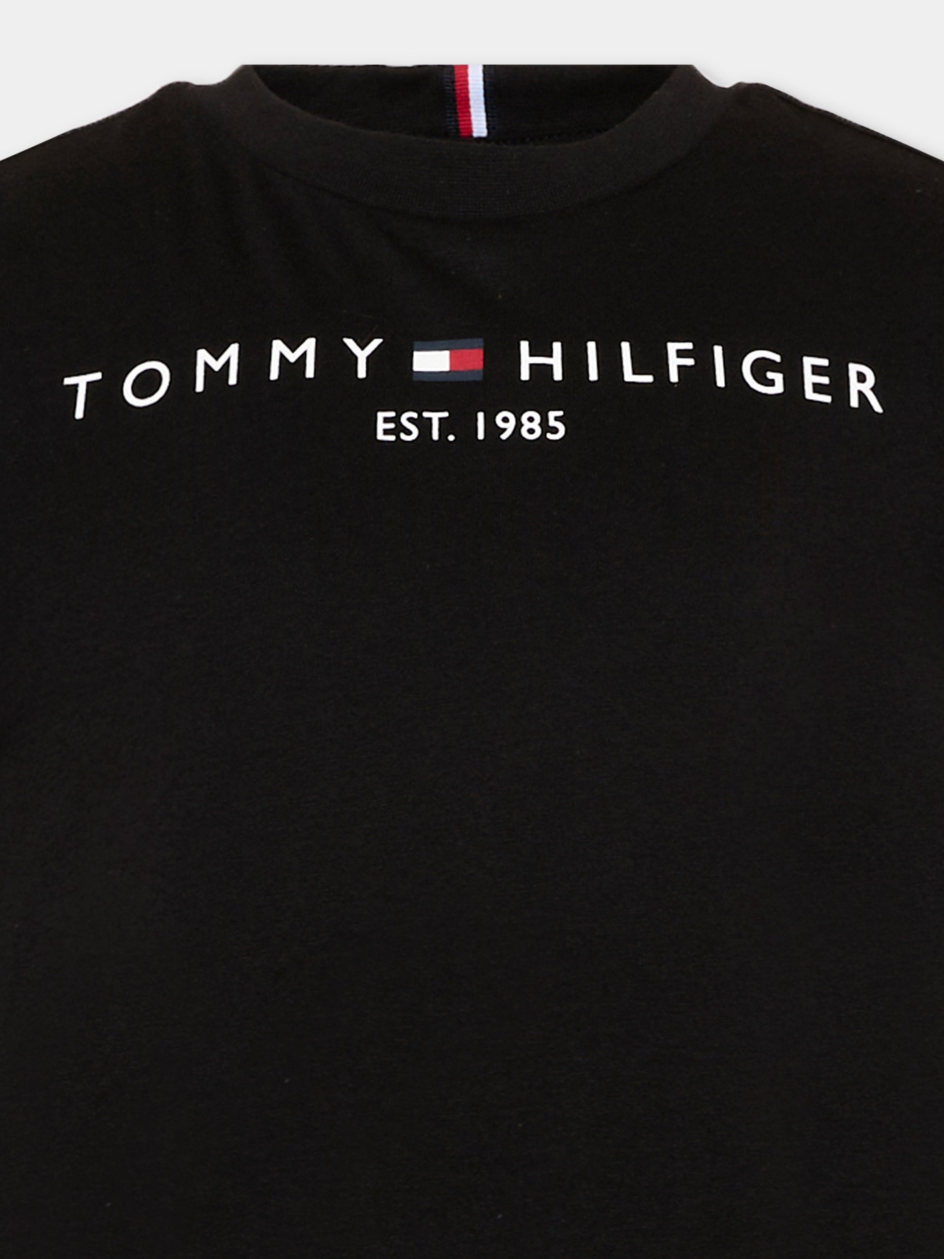 T-shirt nera per bambini con logo,Tommy Hilfiger Junior,KS0KS00210 BDS