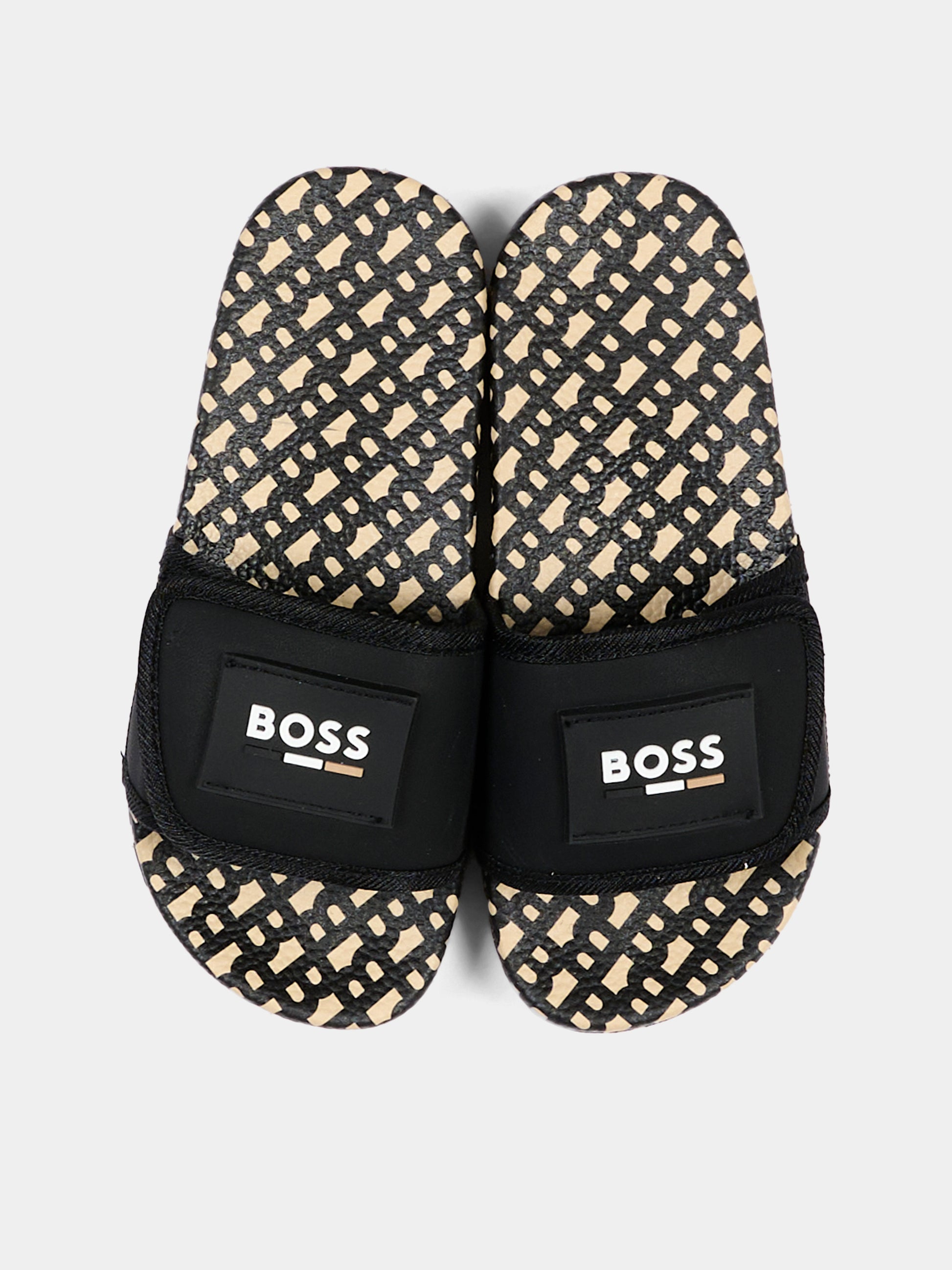 Ciabatte nere per bambino con logo,Boss,J51647 09B