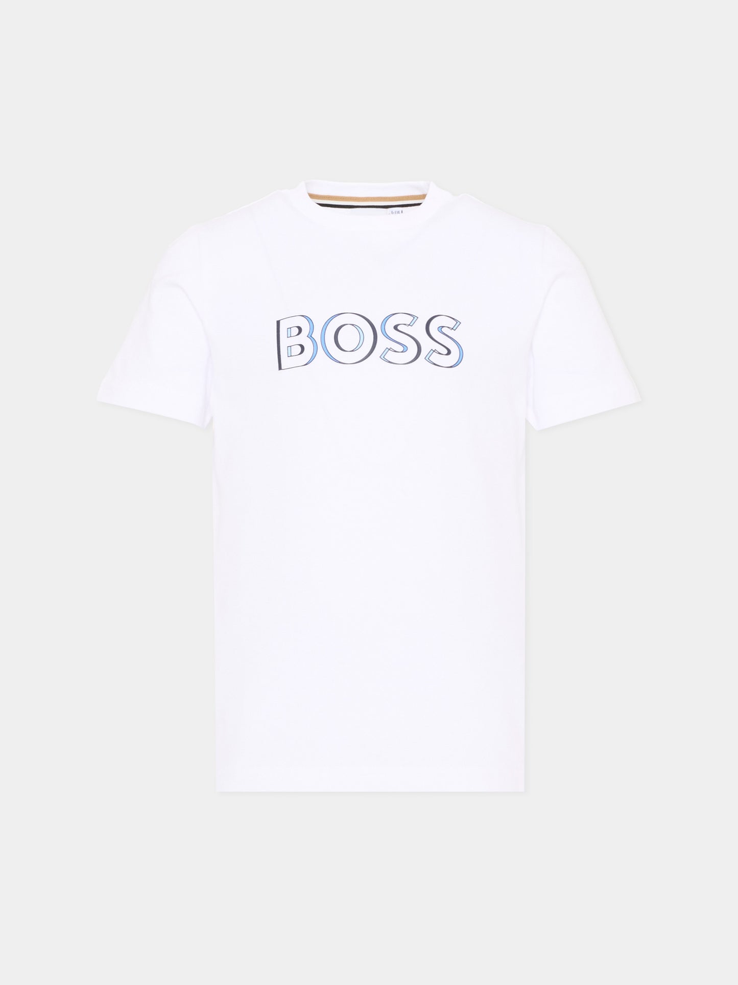 T-Shirt bianca per bambino con logo,Boss,J52034 10P