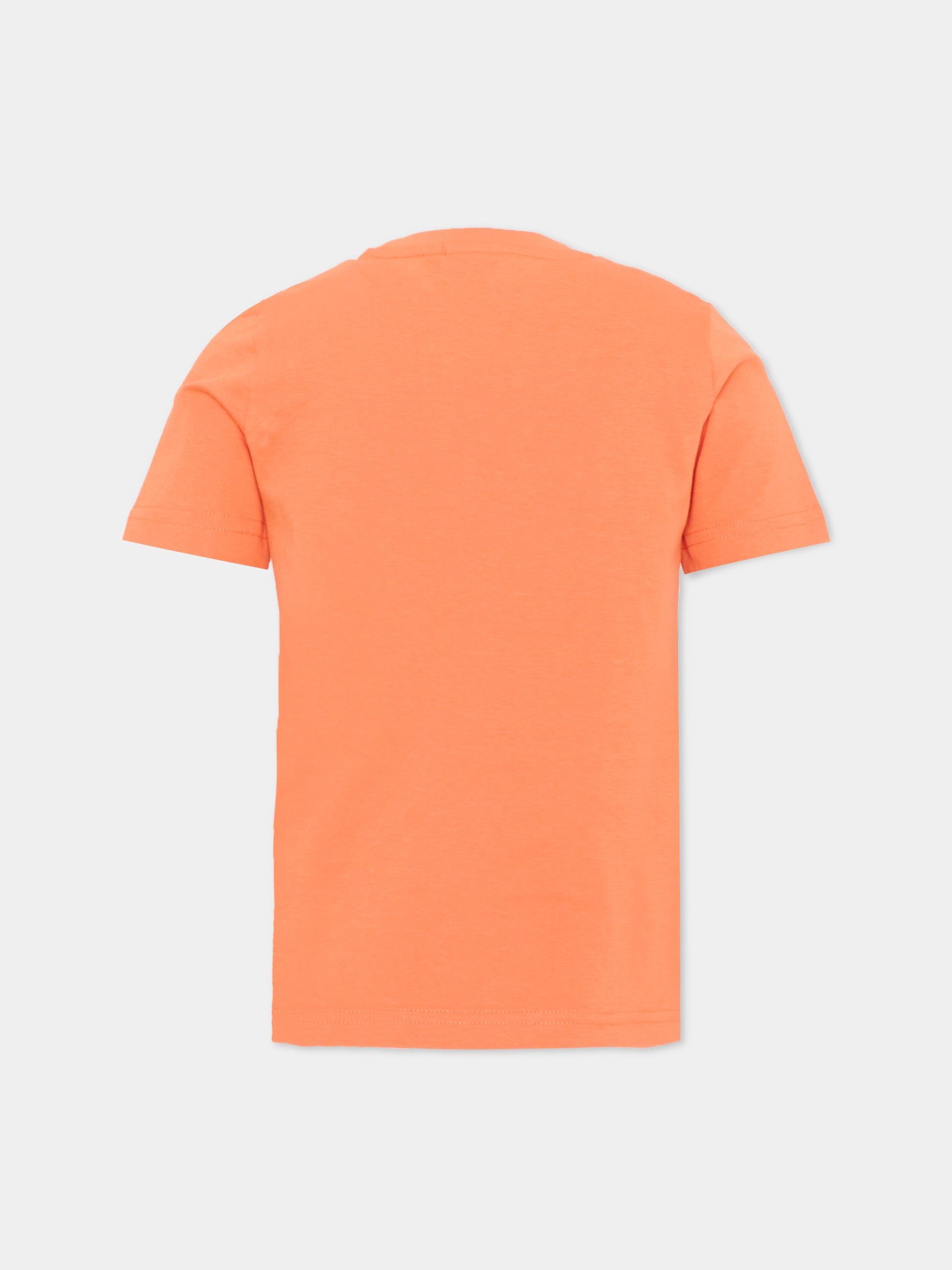 T-Shirt arancione per bambino con logo,Boss,J52034 415