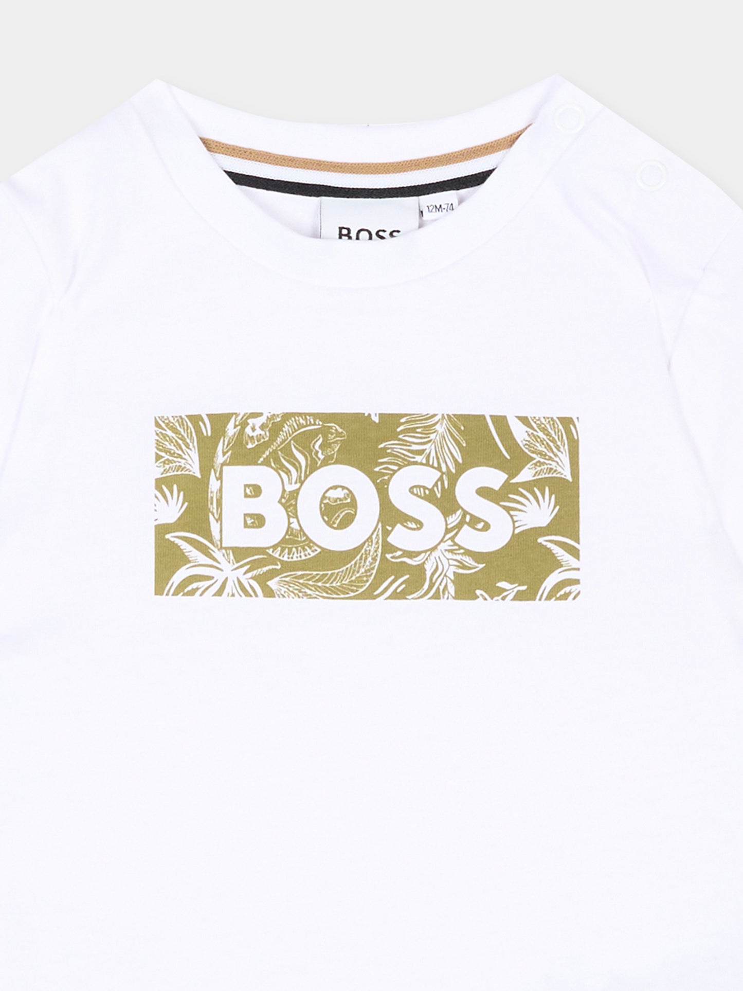 T-Shirt bianca per neonato con logo,Boss,J52109 10P