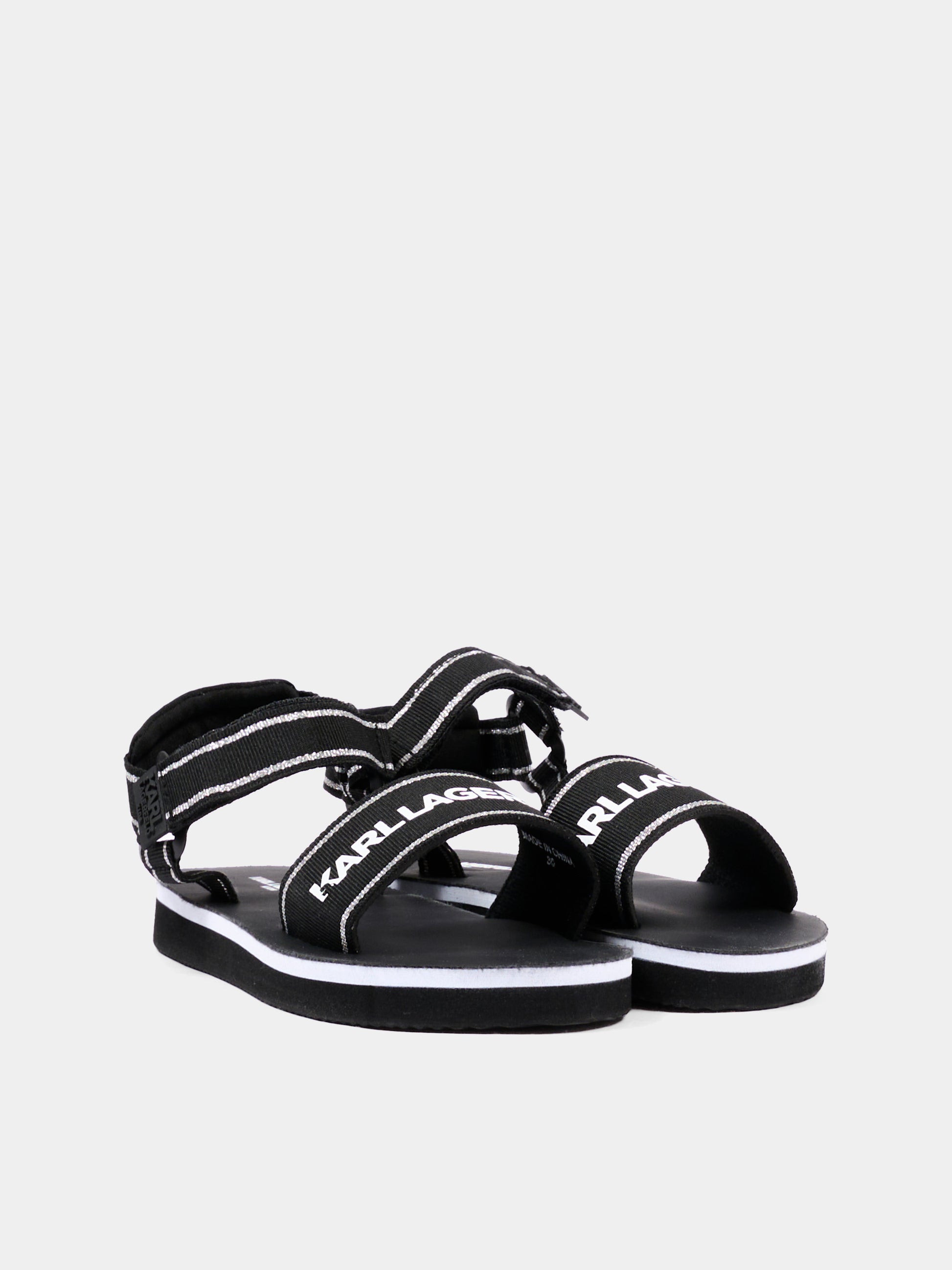 Sandali neri per bambina con logo,Karl Lagerfeld Kids,Z30374 09B
