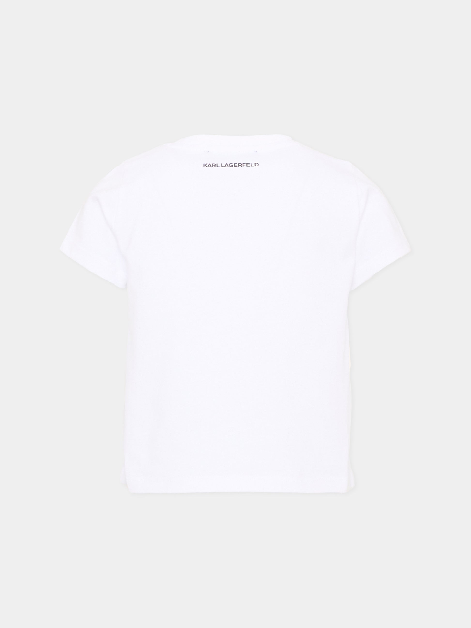 T-shirt bianca per bambina con logo,Karl Lagerfeld Kids,Z30486 10P