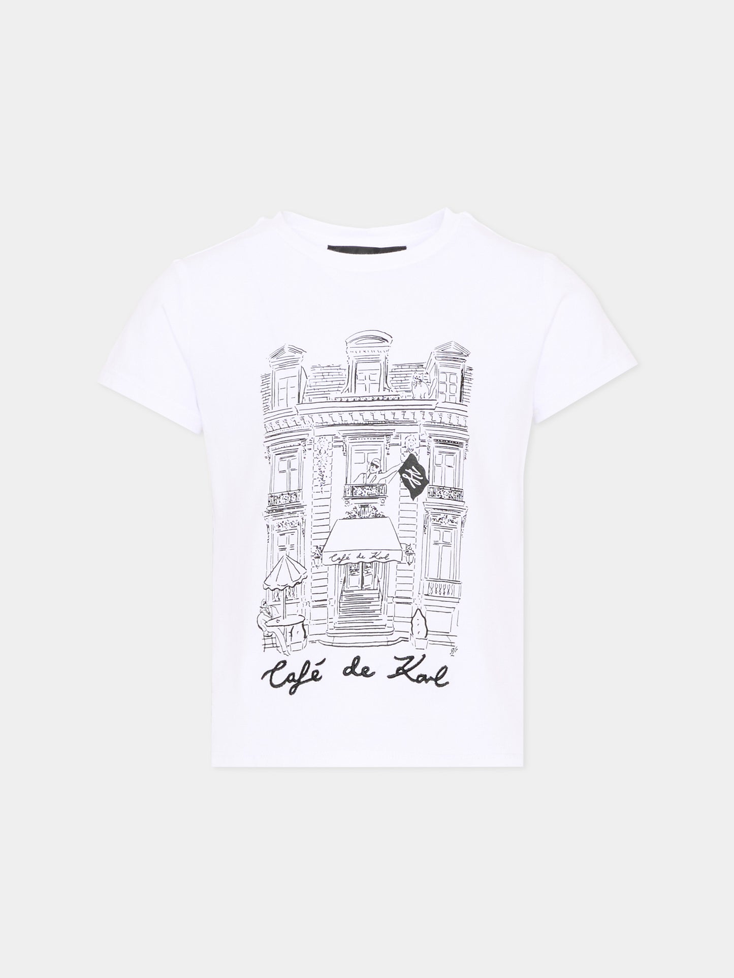 T-Shirt bianca per bambina con logo,Karl Lagerfeld Kids,Z30494 10P