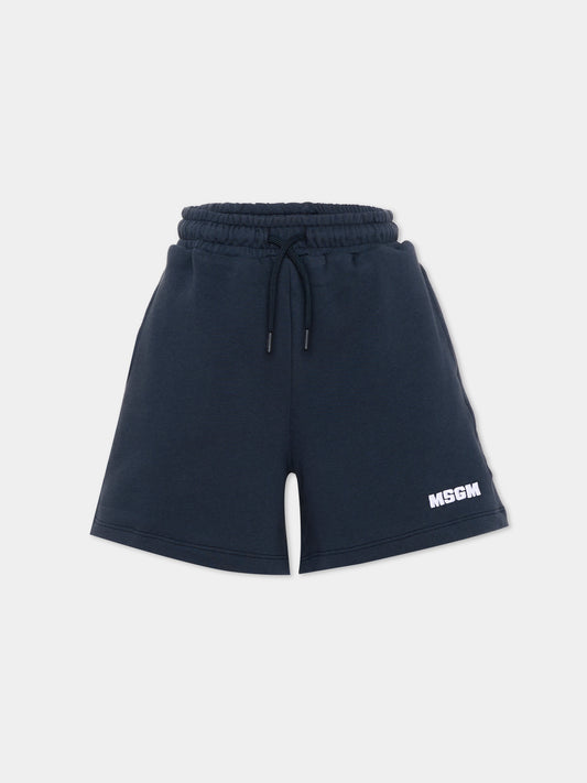 Shorts sportivi blu per bambini con logo,Msgm Kids,S6MSJUBE013 MS072