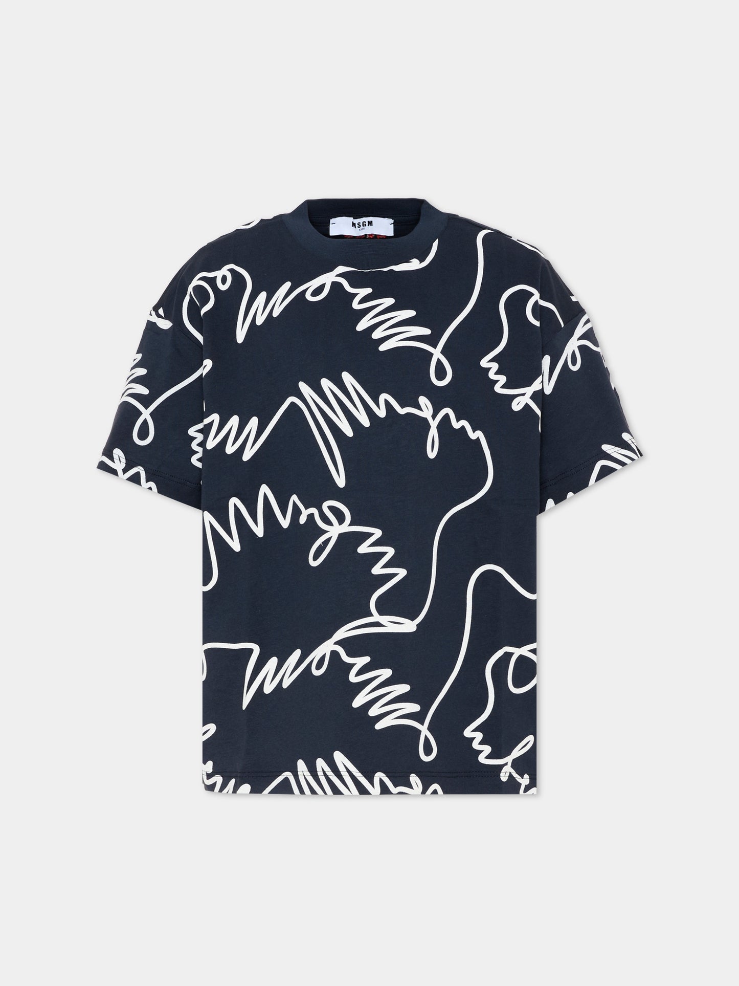 T-Shirt blu per bambini con stampa grafica,Msgm Kids,S6MSJUTH170 MS072