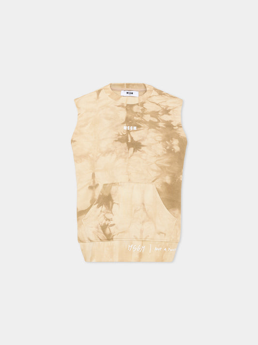 Felpa beige tie-dye per bambino con logo,Msgm Kids,S6MSJBSW244 015