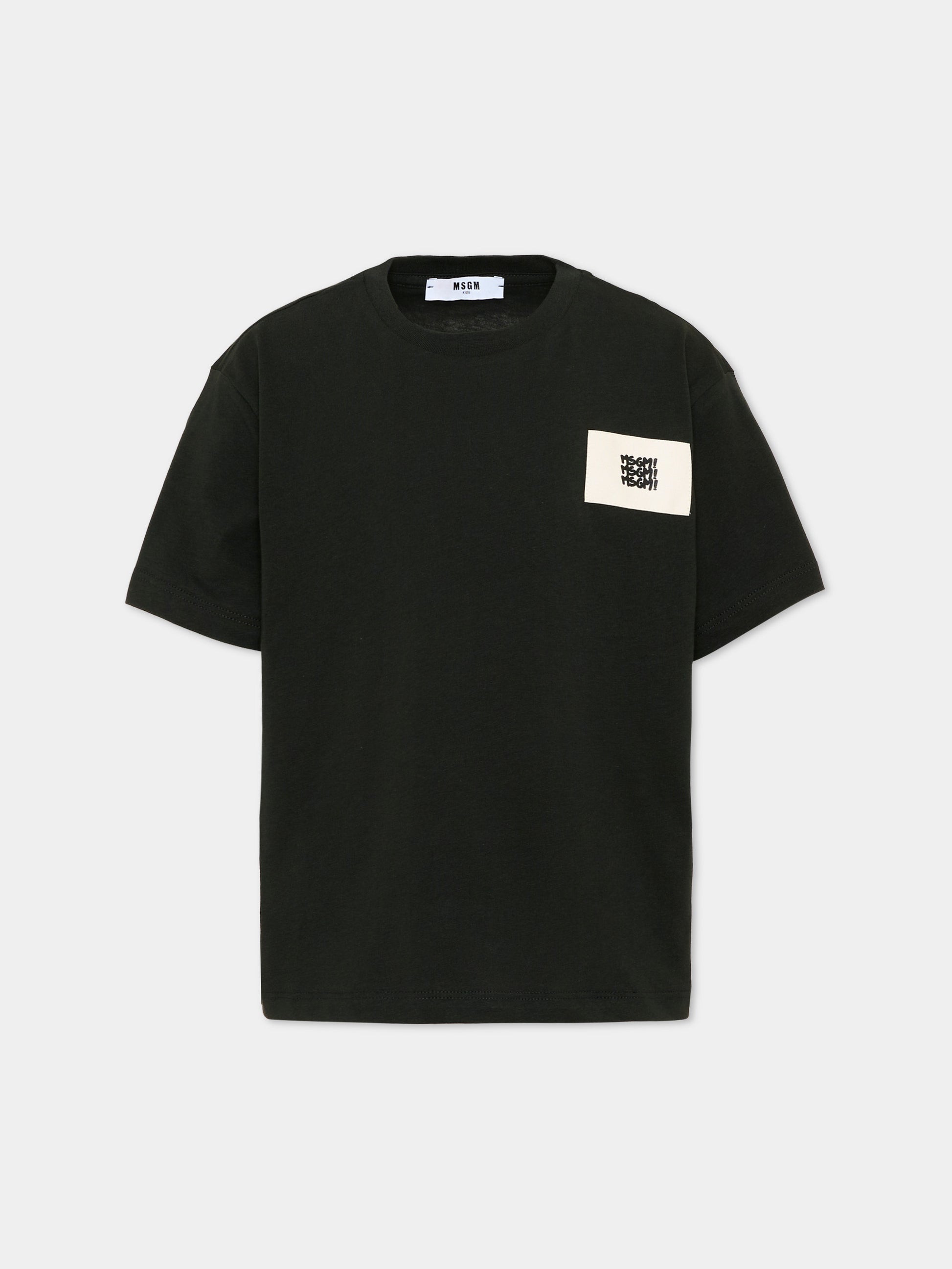 T-Shirt nera per bambino con logo,Msgm Kids,S6MSJBTH226 MS040