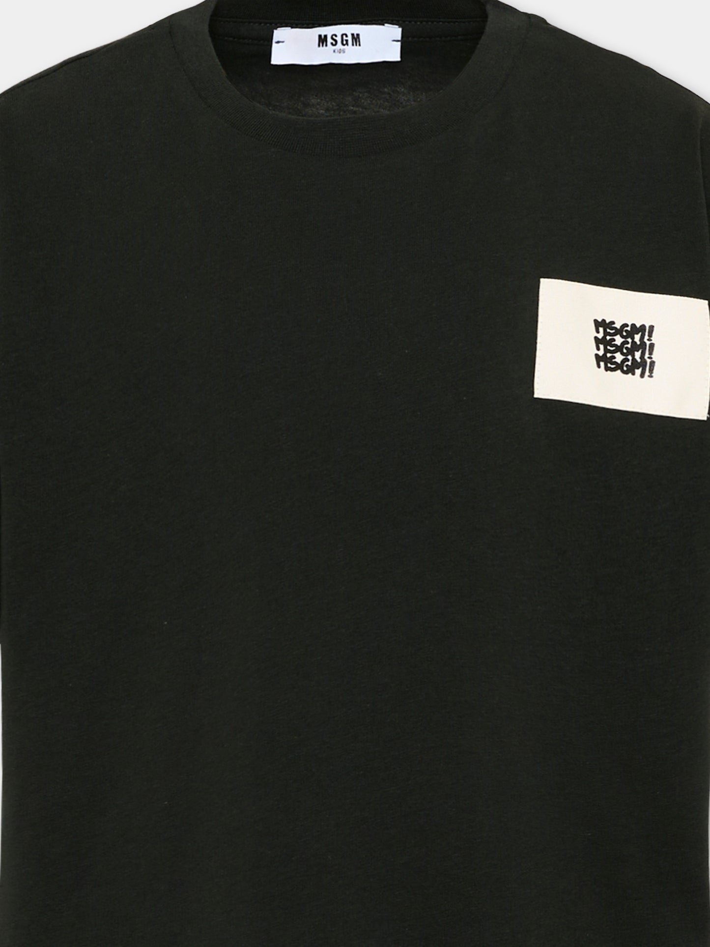 T-Shirt nera per bambino con logo,Msgm Kids,S6MSJBTH226 MS040
