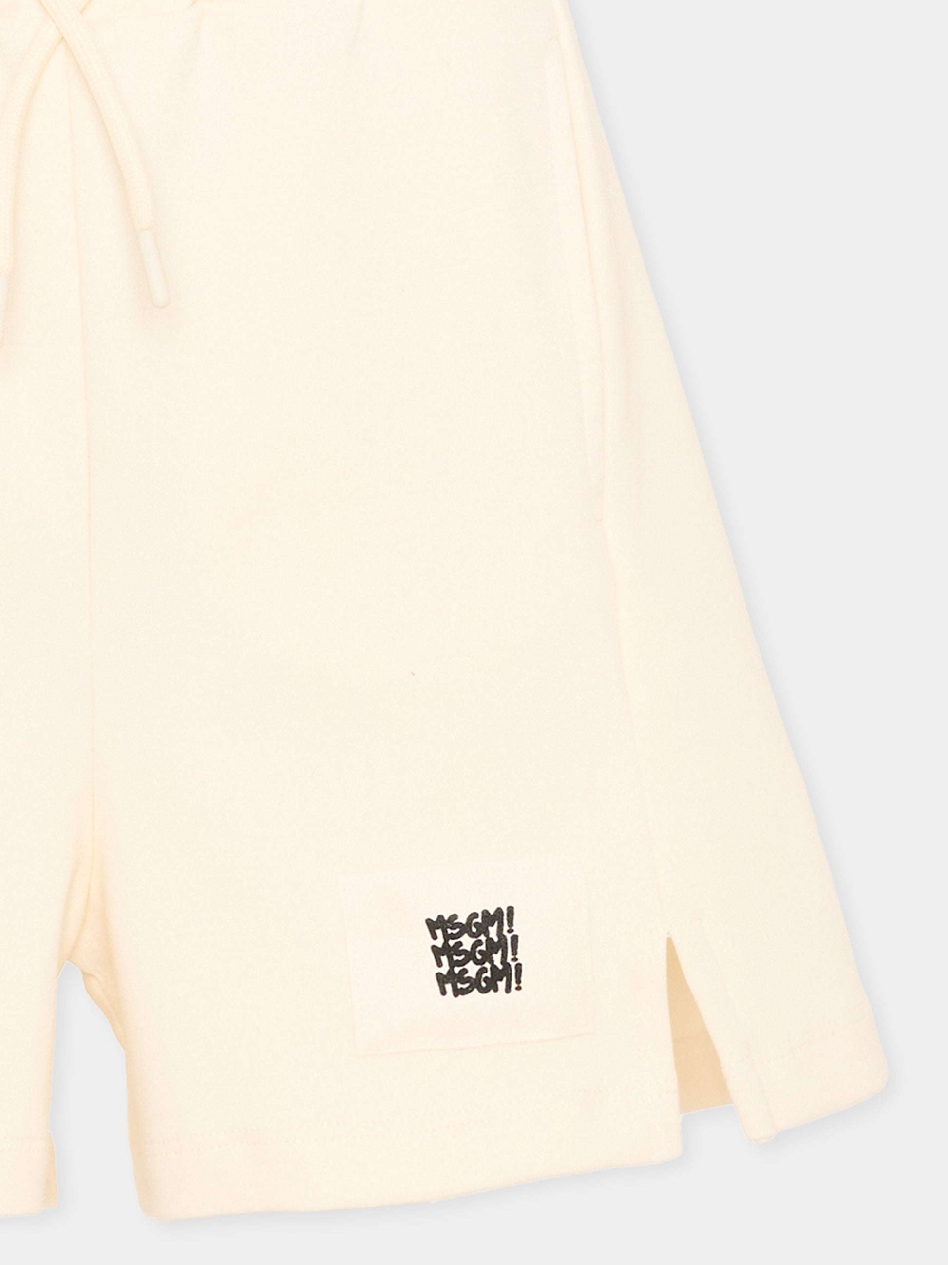Shorts sportivi avorio per bambino con logo,Msgm Kids,S6MSJBBE228 013