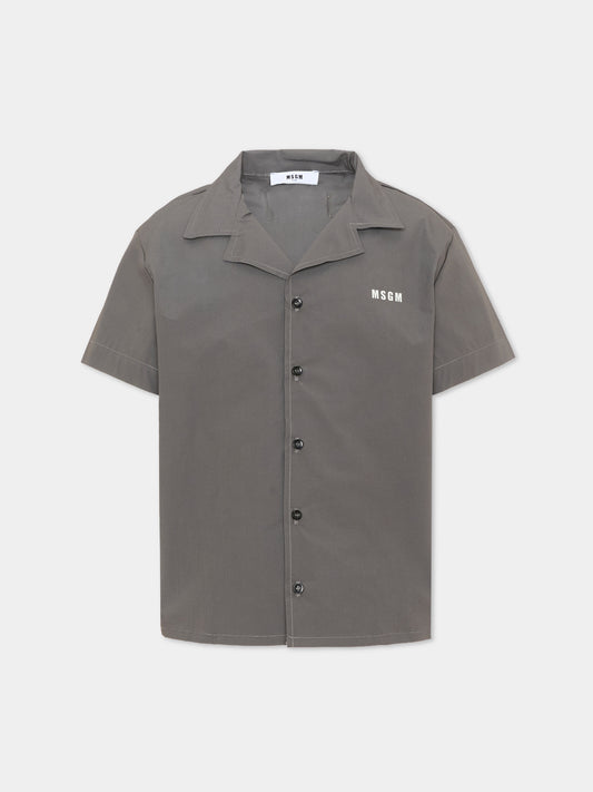 Camicia grigia per bambino con logo,Msgm Kids,S6MSJBSI156 103