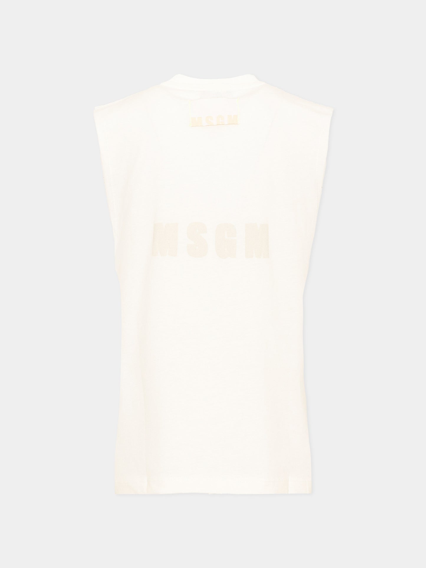 Canotta bianca per bambini con logo,Msgm Kids,S6MSJUTH150 002