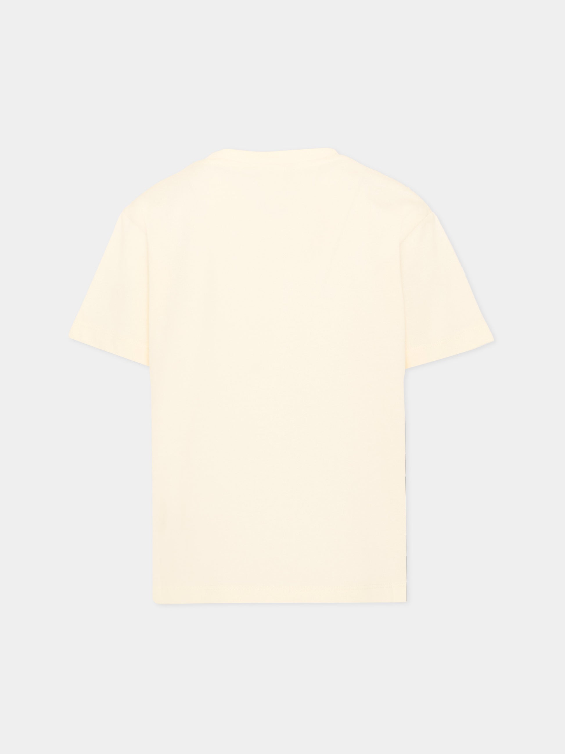 T-Shirt avorio per bambini con logo,Msgm Kids,S6MSJUTH001 013