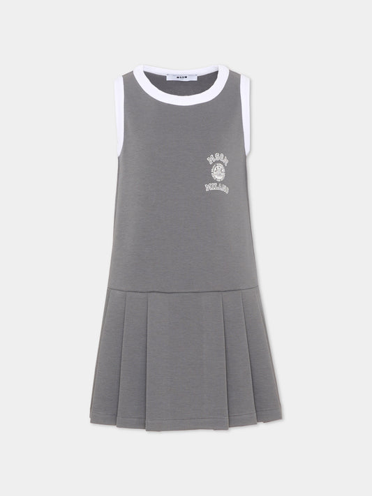 Vestito grigio per bambina con logo,Msgm Kids,S6MSJGDR035 104