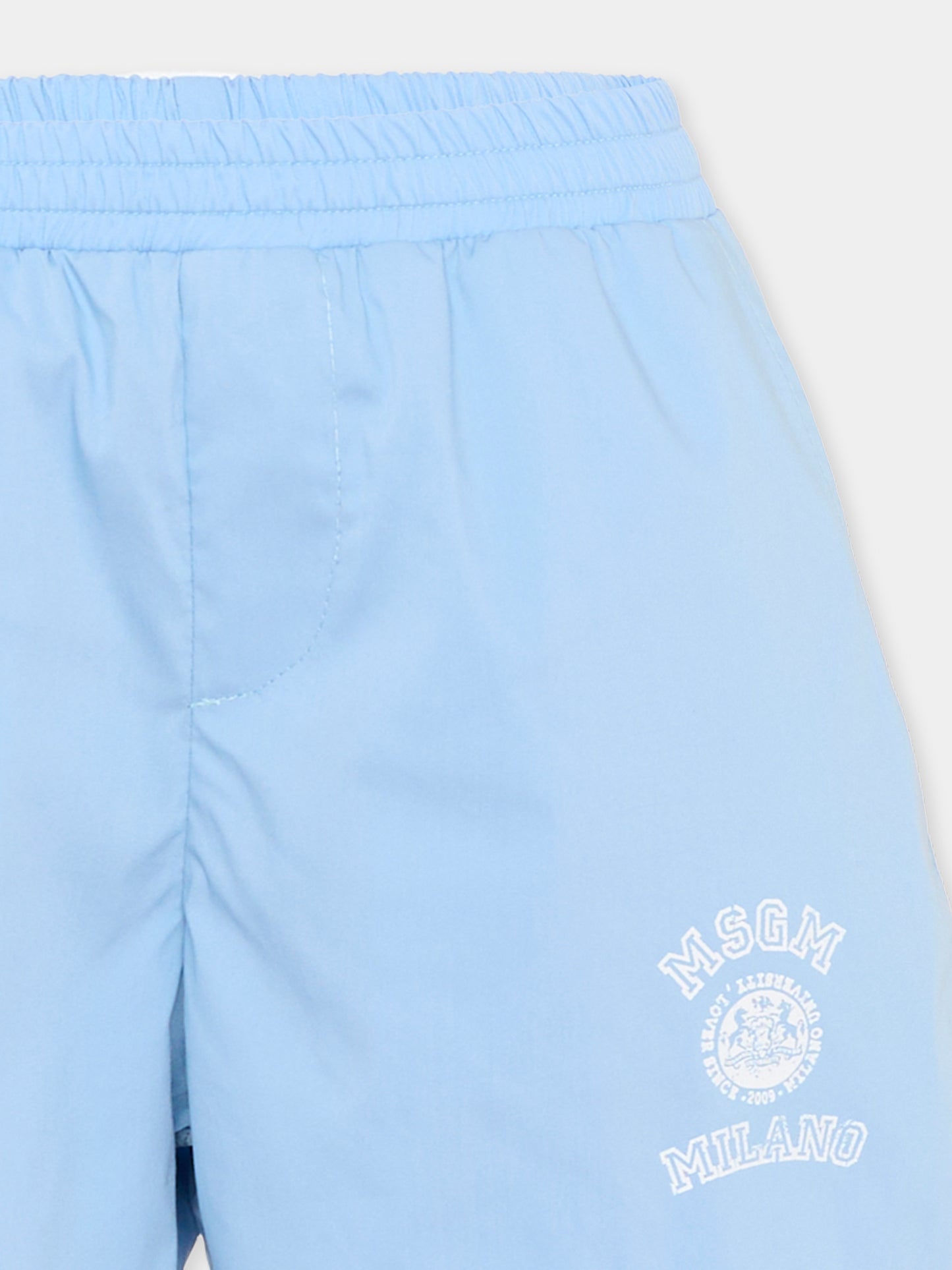 Shorts celeste per bambina con logo,Msgm Kids,S6MSJGSH022 050