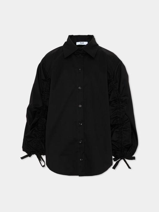Camicia nera per bambina con logo,Msgm Kids,S6MSJGSI084 110