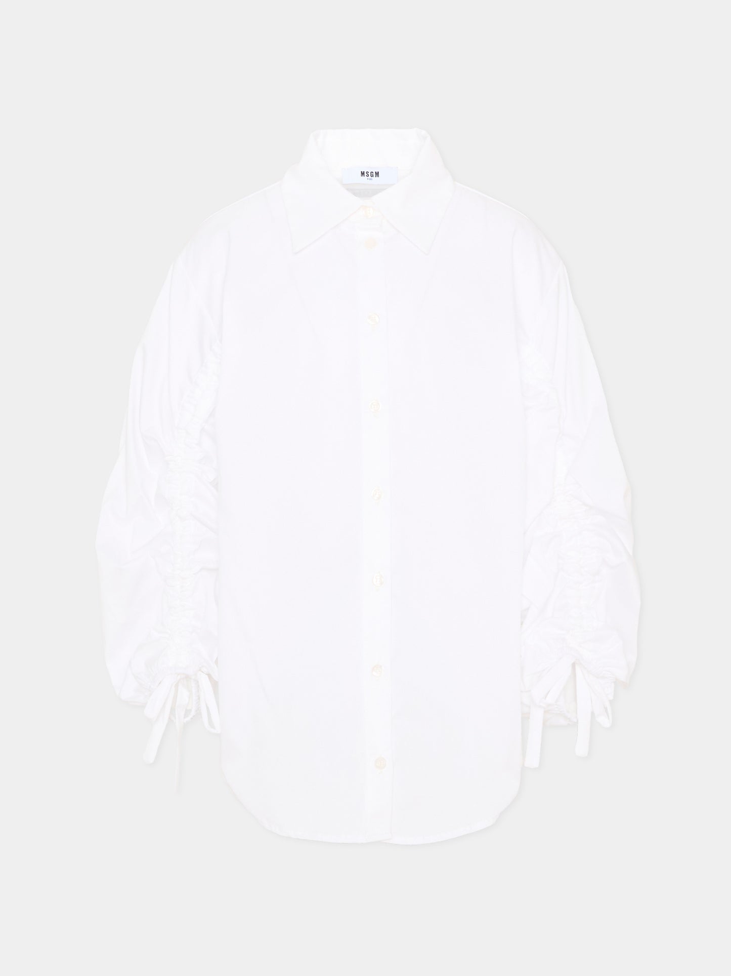Camicia bianca per bambina con logo,Msgm Kids,S6MSJGSI084 001